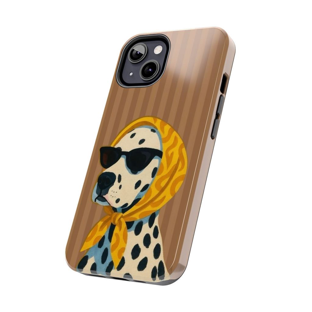 Dalmatian in Scarf Tough Phone Case — Retro Dog Print Protective Cover