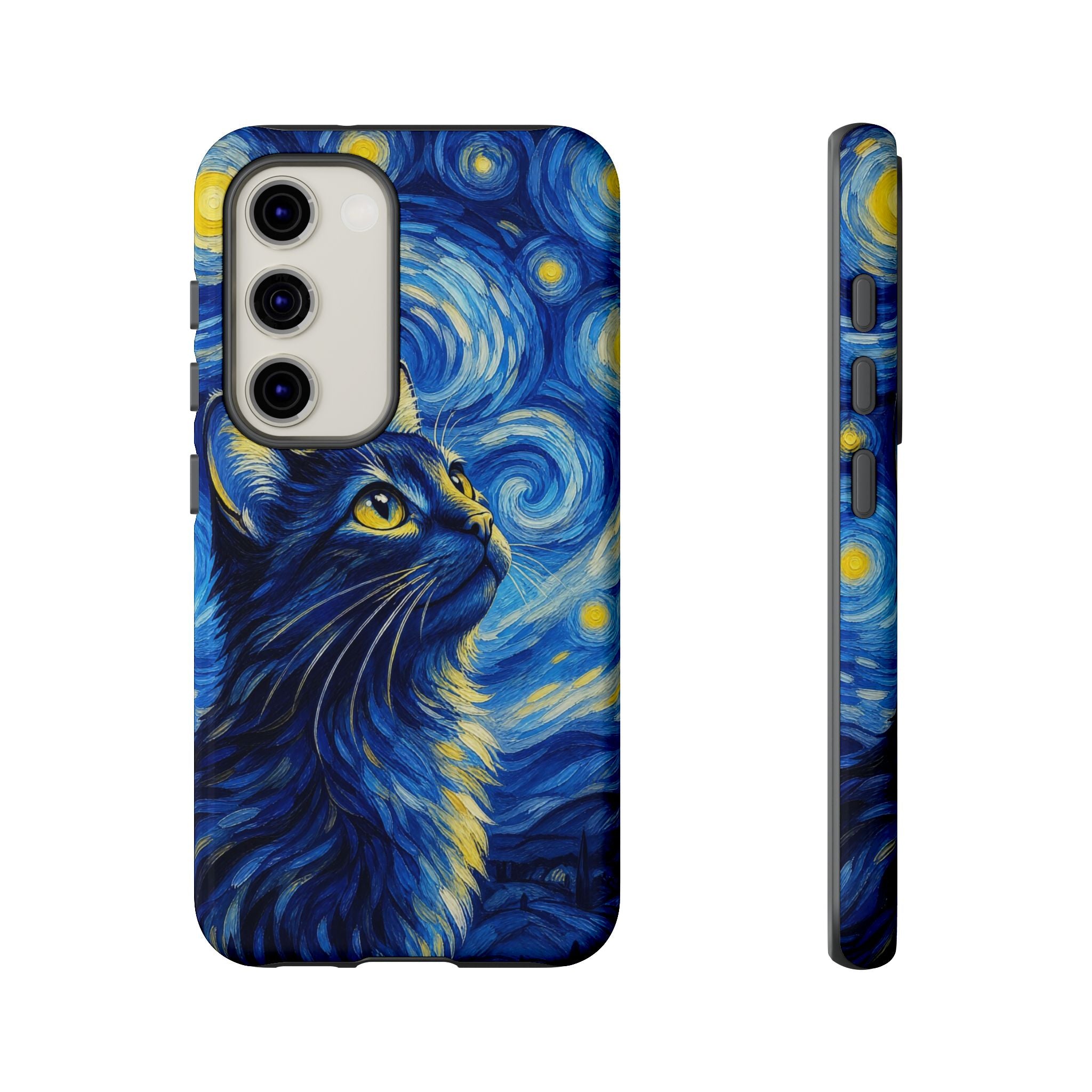 Starry Night Cat Phone Case — Van GoghStyle Blue Galaxy iPhone Cover