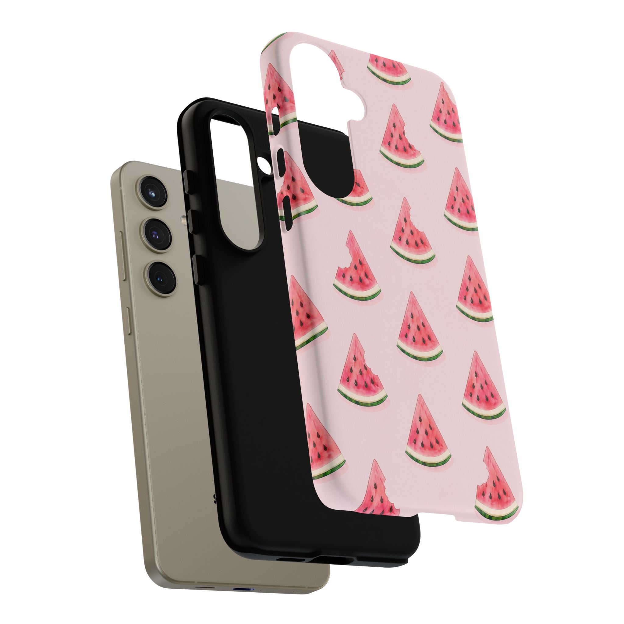 Watermelon Pattern Tough Phone Case — Pink Fruit Slice Protective Case