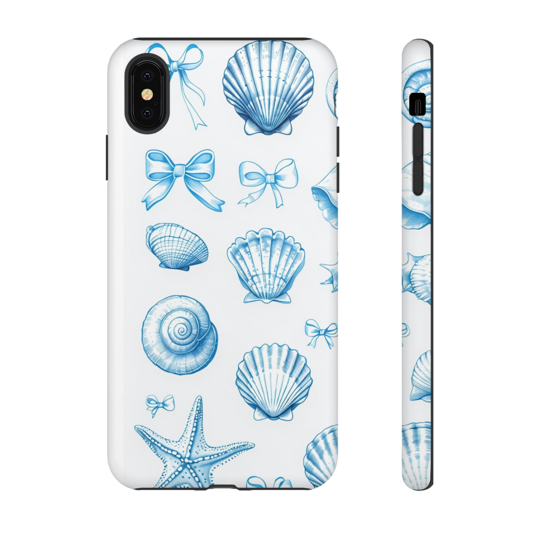 Seaside Shells Phone Case — Blue Nautical Shell & Starfish Pattern