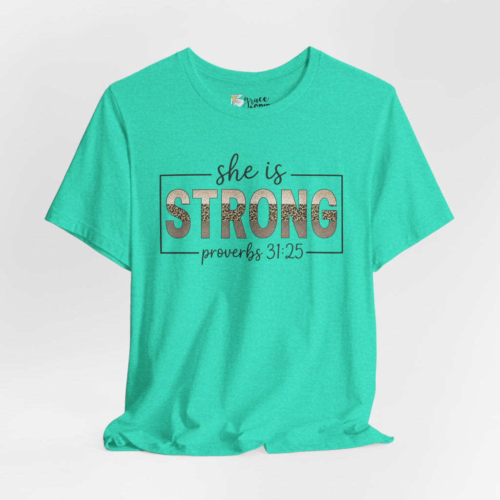 She Is Strong Floral Tee — Inspirational Women's Strength T-Shirt