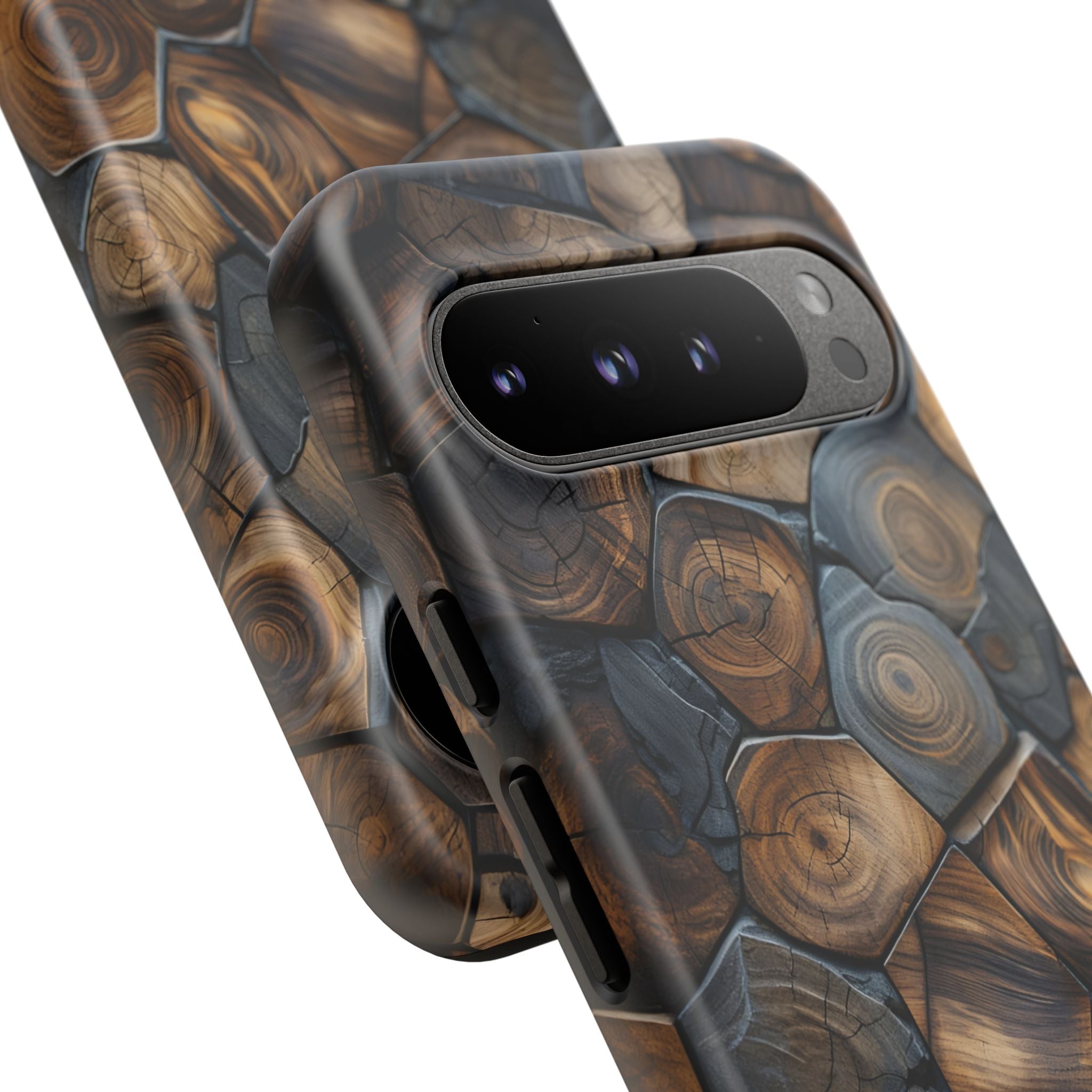 Wood Grain Hex Phone Case — Rustic Geometric iPhone Protection