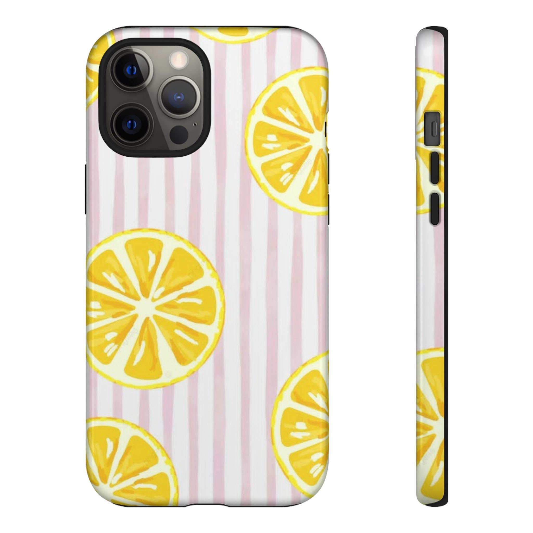 Lemon Slices Tough Case — Cute Pink Stripe Phone Cover