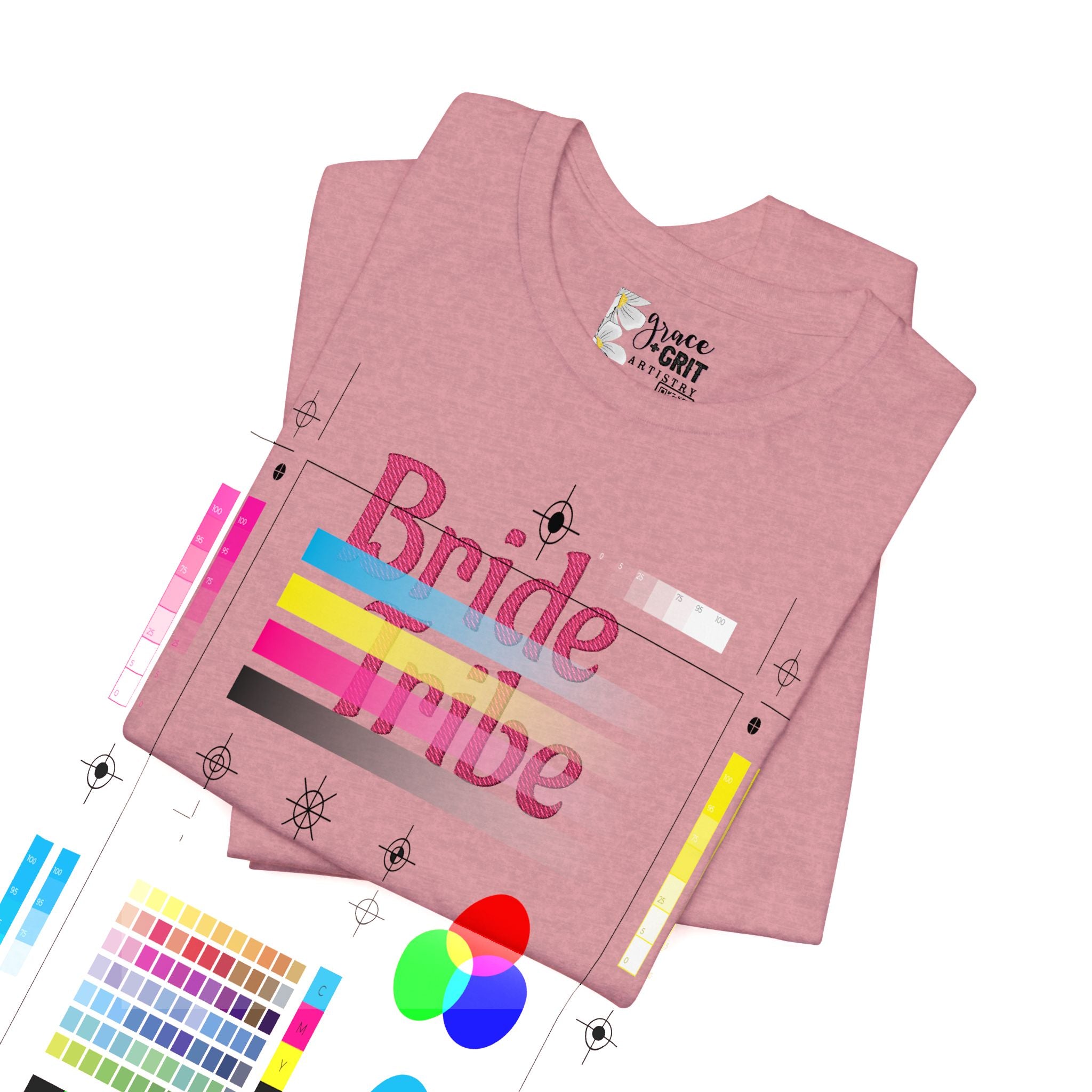 Embroidered Bride Tribe T‑Shirt — Pink Bachelorette Party Tee