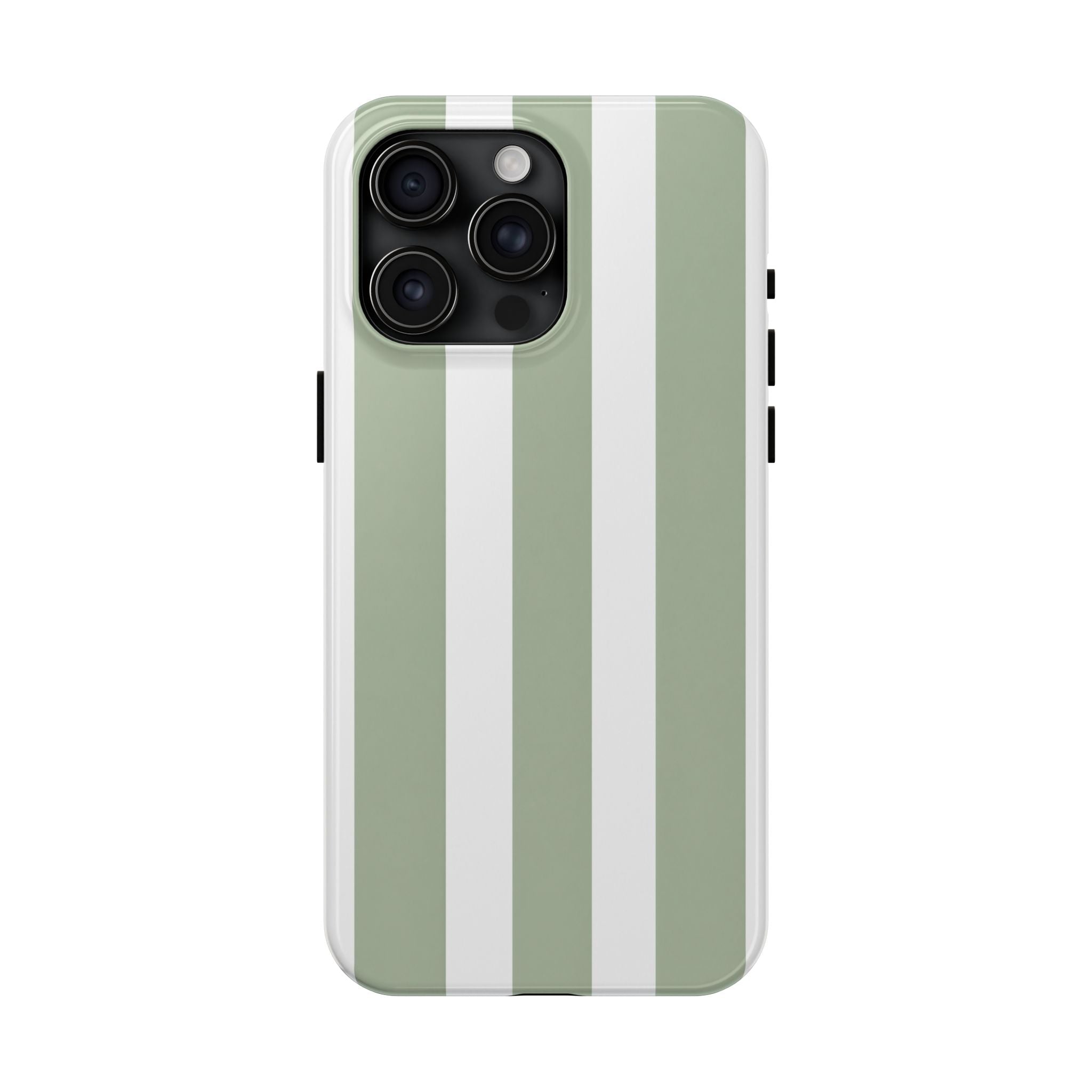 Sage & White Striped Tough Phone Case — Durable Protective Phone Cover