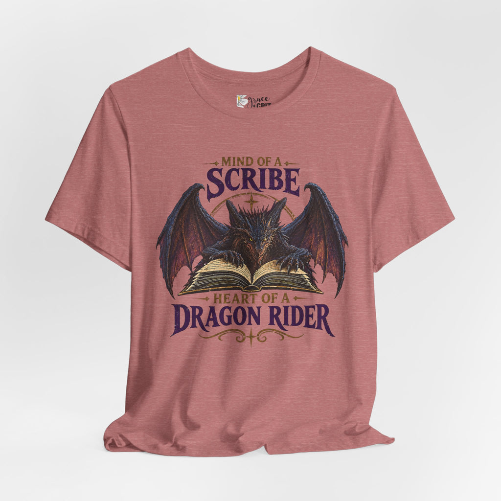 Scribe Dragon Rider T-Shirt — "Mind of a Scribe, Heart of a Dragon Rider" Fantasy Tee