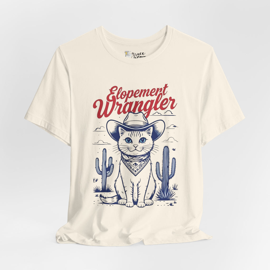 Elopement Wrangler Cat Tee | Cowboy Hat Cactus Desert Cat Illustration