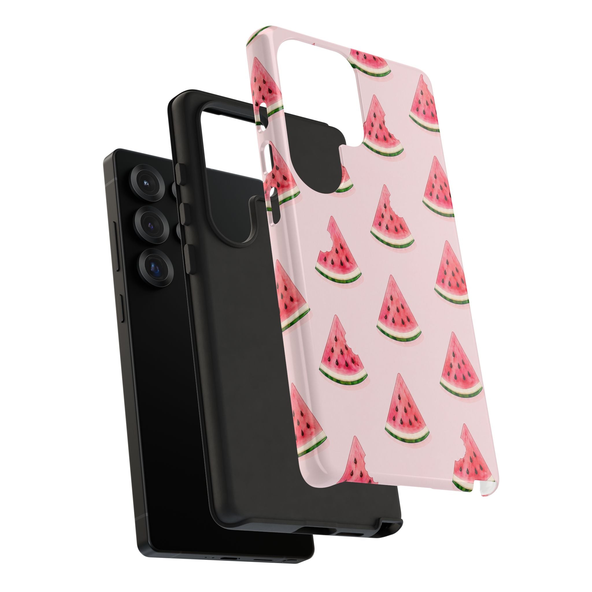 Watermelon Pattern Tough Phone Case — Pink Fruit Slice Protective Case
