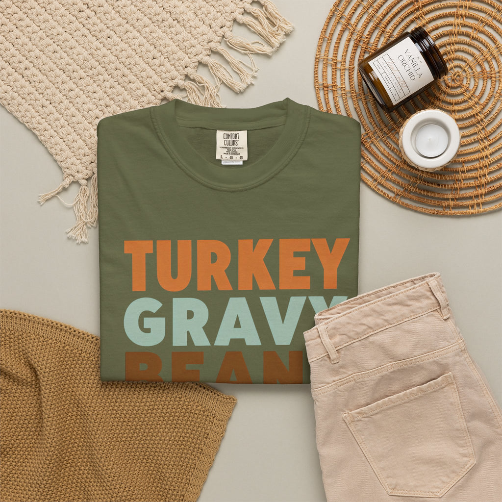 Turkey Gravy Beans and Rolls Casserole Thanksgiving T-Shirt