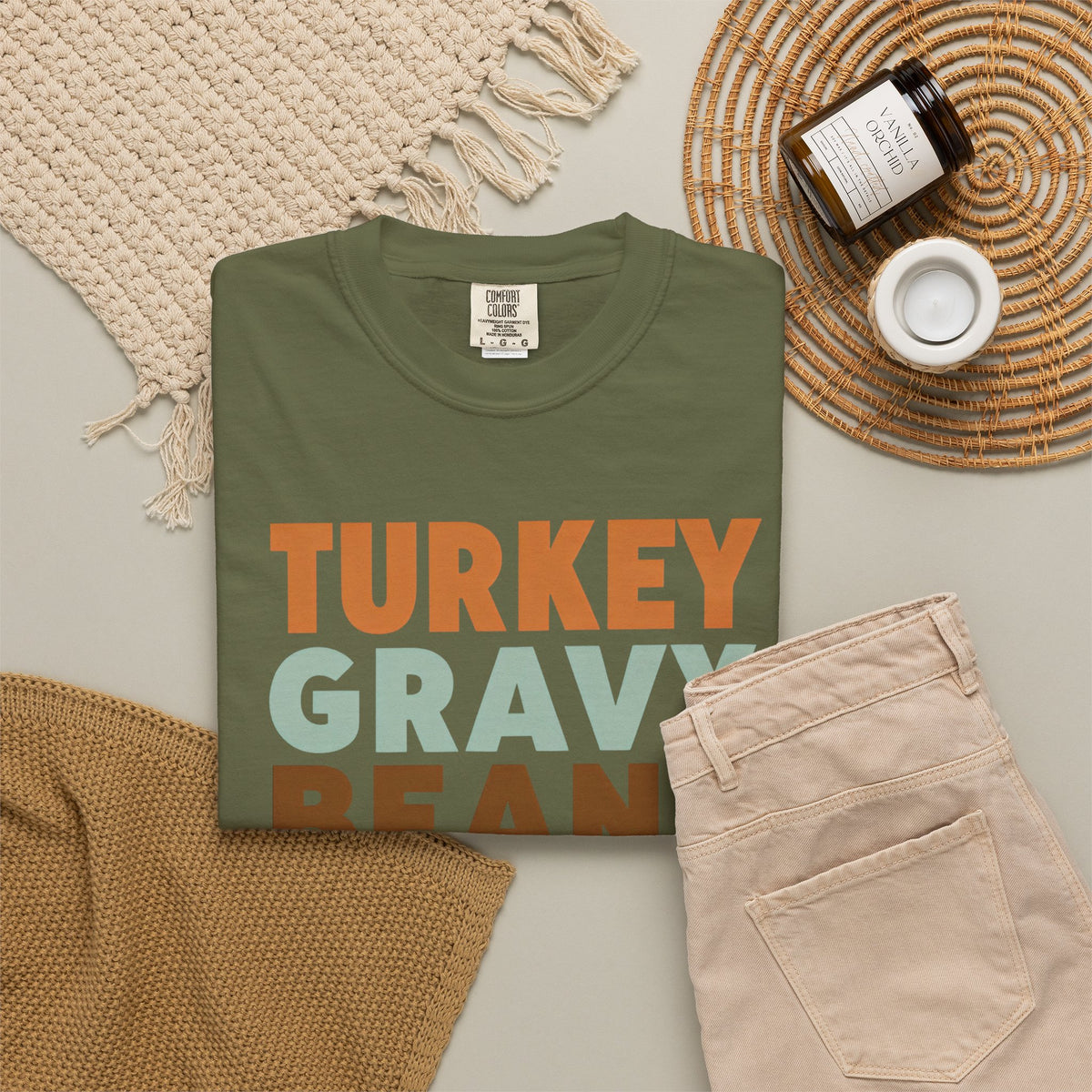 Turkey Gravy Beans and Rolls Casserole Thanksgiving T-Shirt