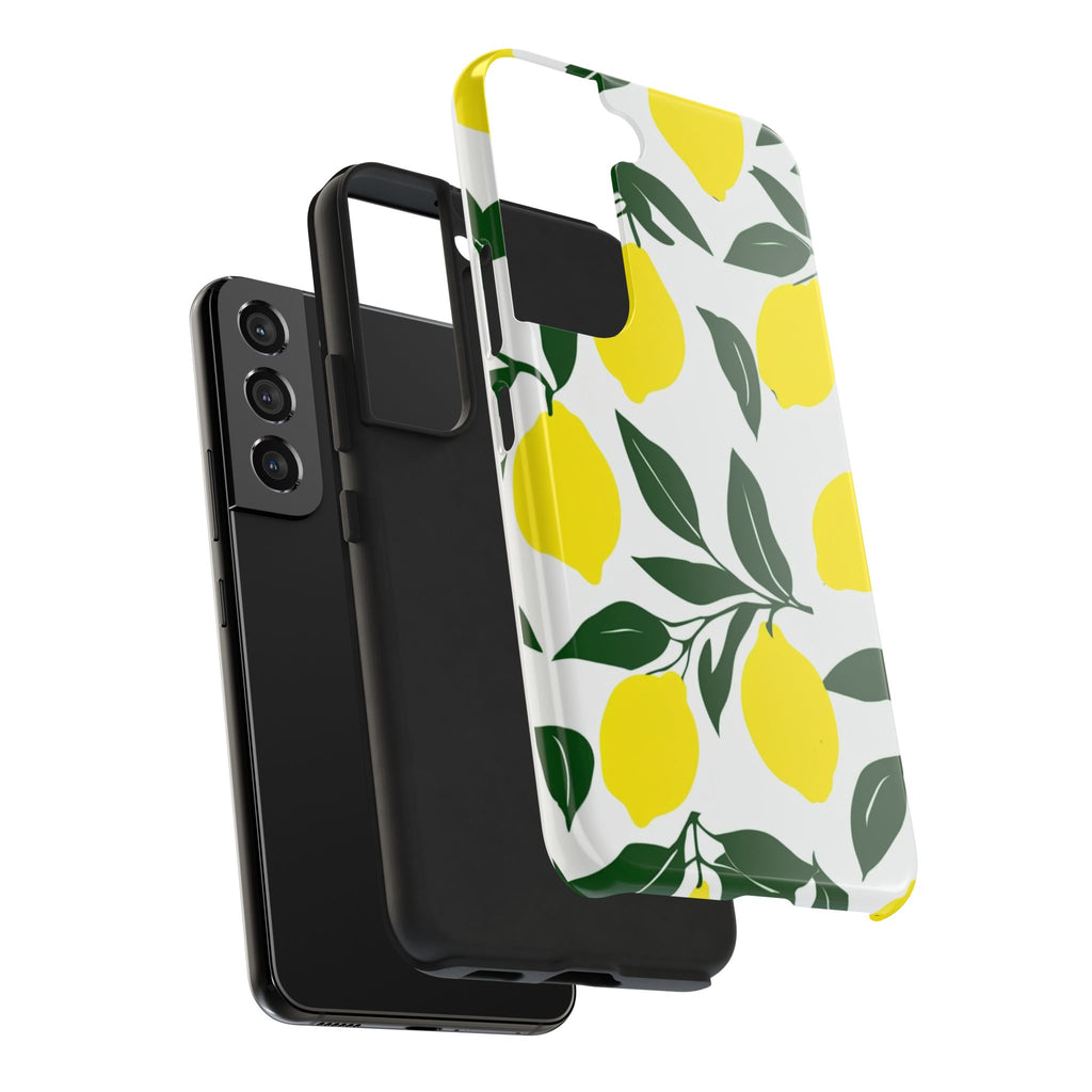 Lemon Pattern Tough Phone Case — Bright Citrus Protective Phone Cover