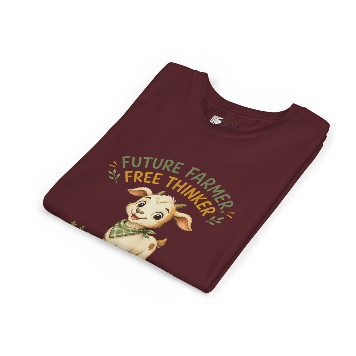 Youth Tee — "Future Farmer, Free Thinker" Cute Goat Kids Shirt