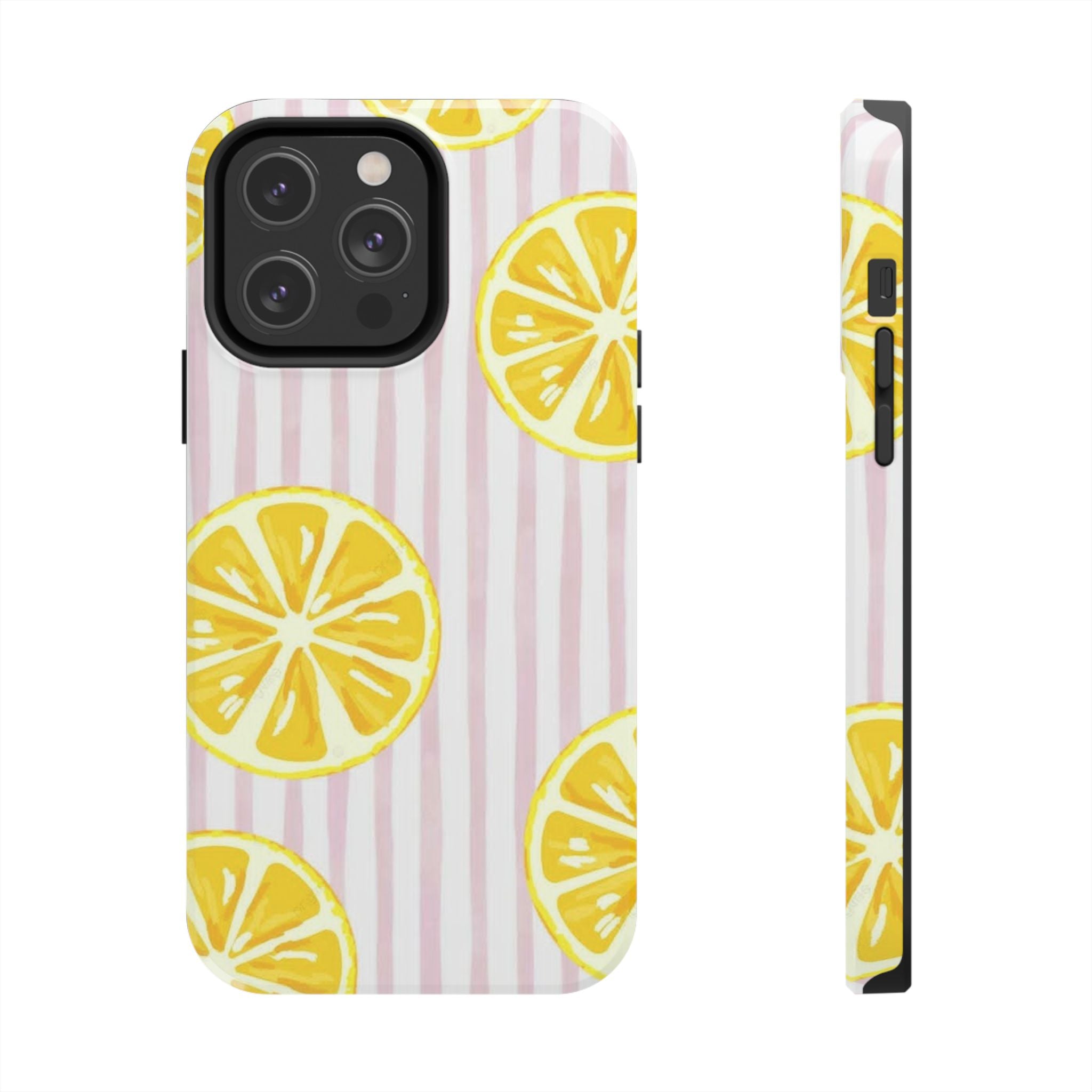 Lemon Slice Tough Phone Case — Pink Stripe Summer Protective Cover