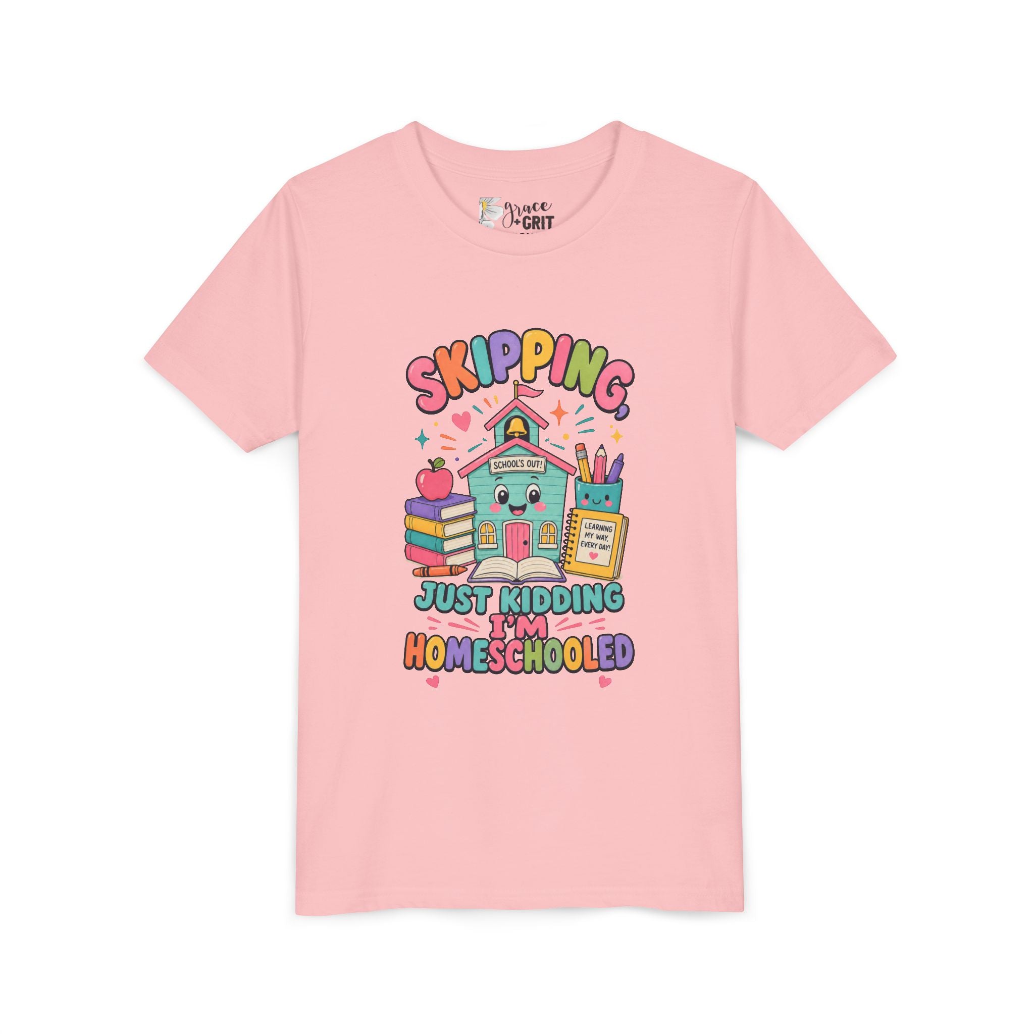 Youth Tee — "Skipping Just Kidding I'm Homeschooled" Cute Homeschooler Shirt