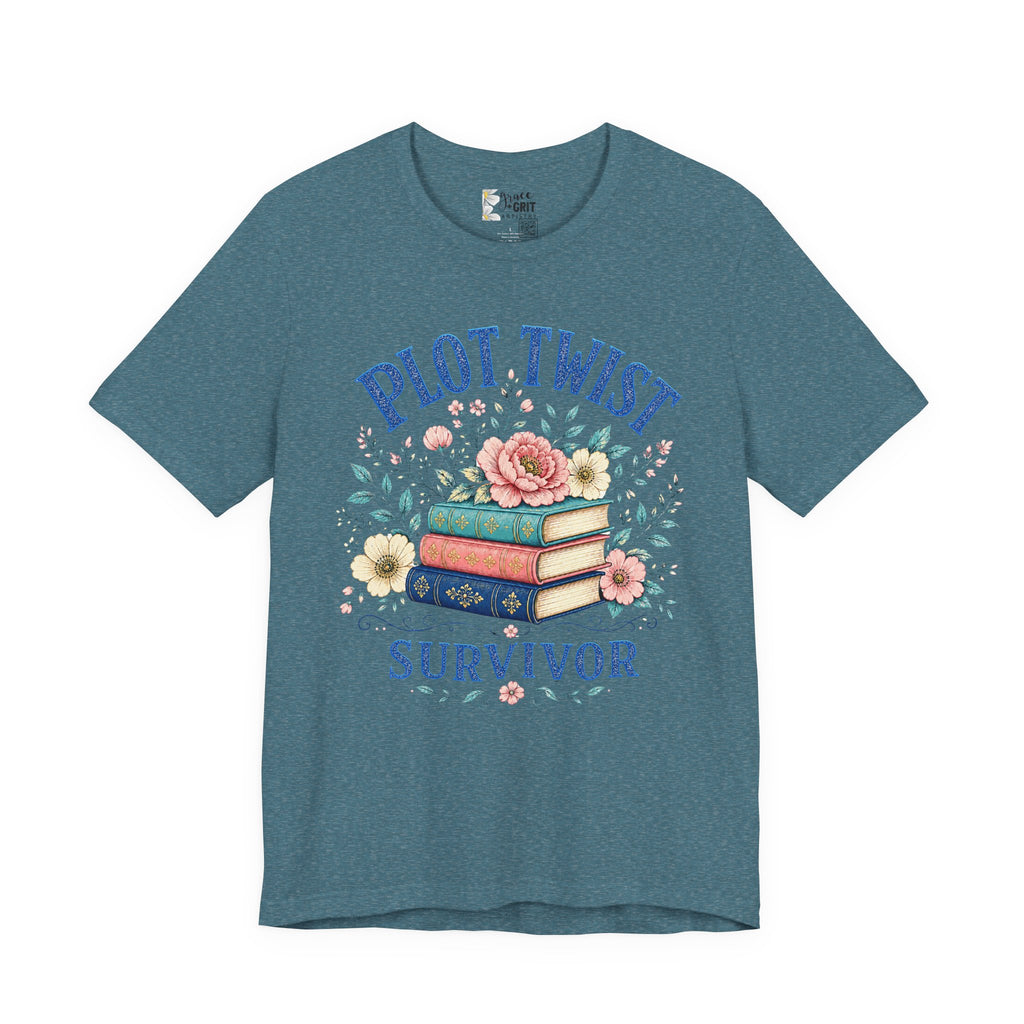 Plot Twist Survivor Tee — Floral Books Graphic T-Shirt for Book Lovers