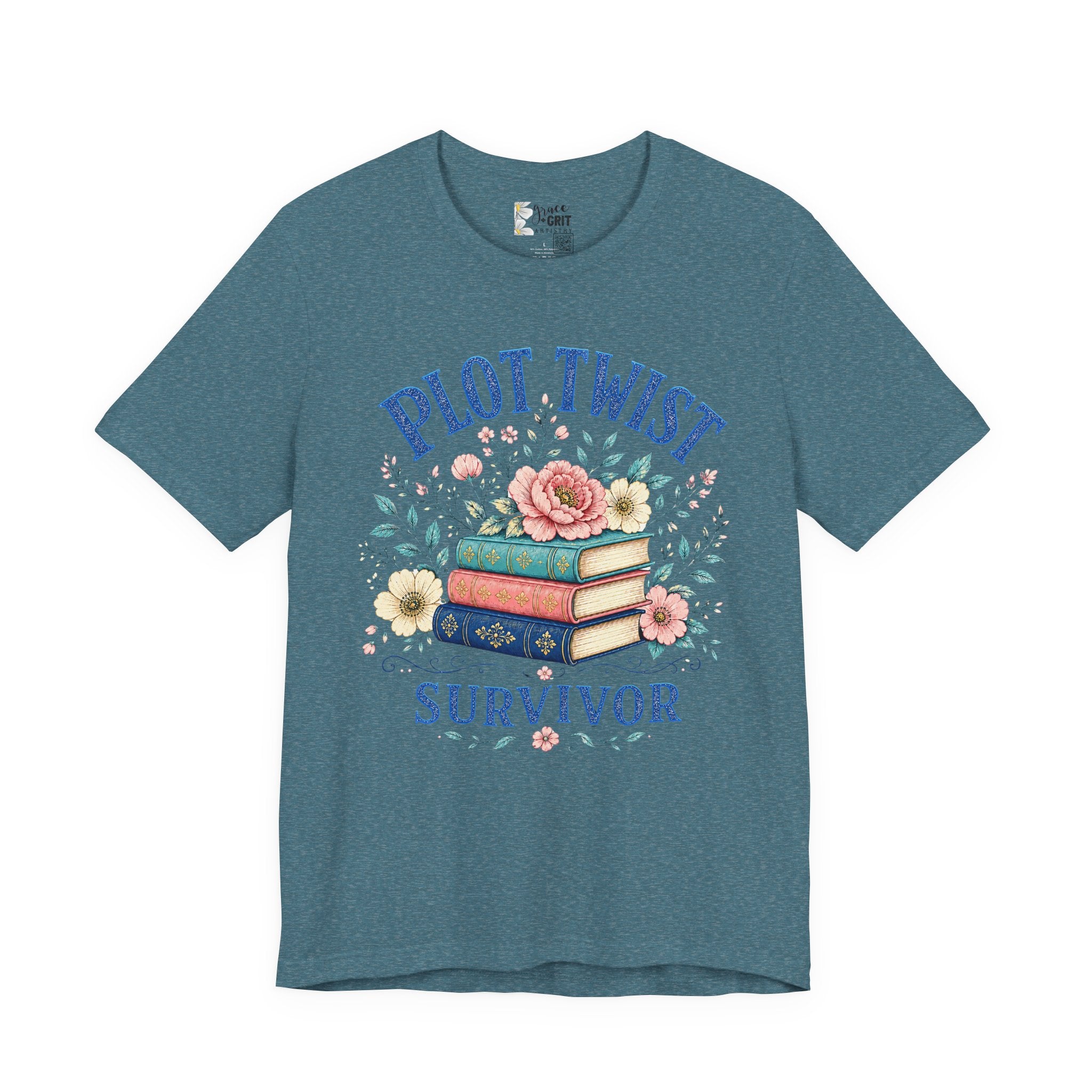 Plot Twist Survivor Tee — Floral Books Graphic T-Shirt for Book Lovers