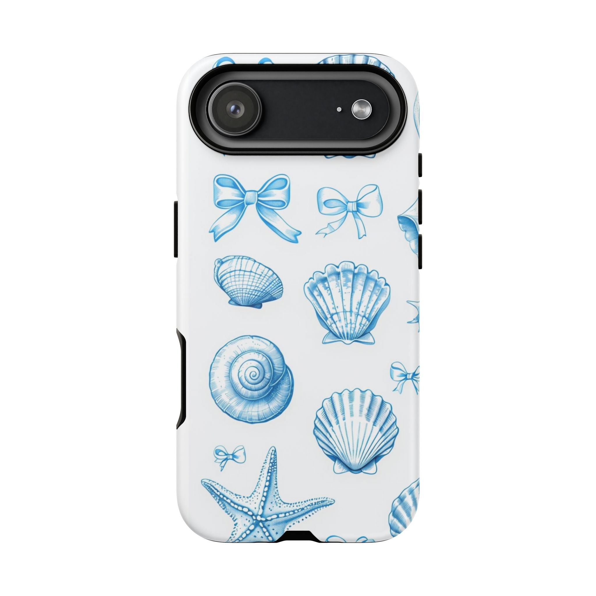 Seaside Shells Phone Case — Blue Nautical Shell & Starfish Pattern