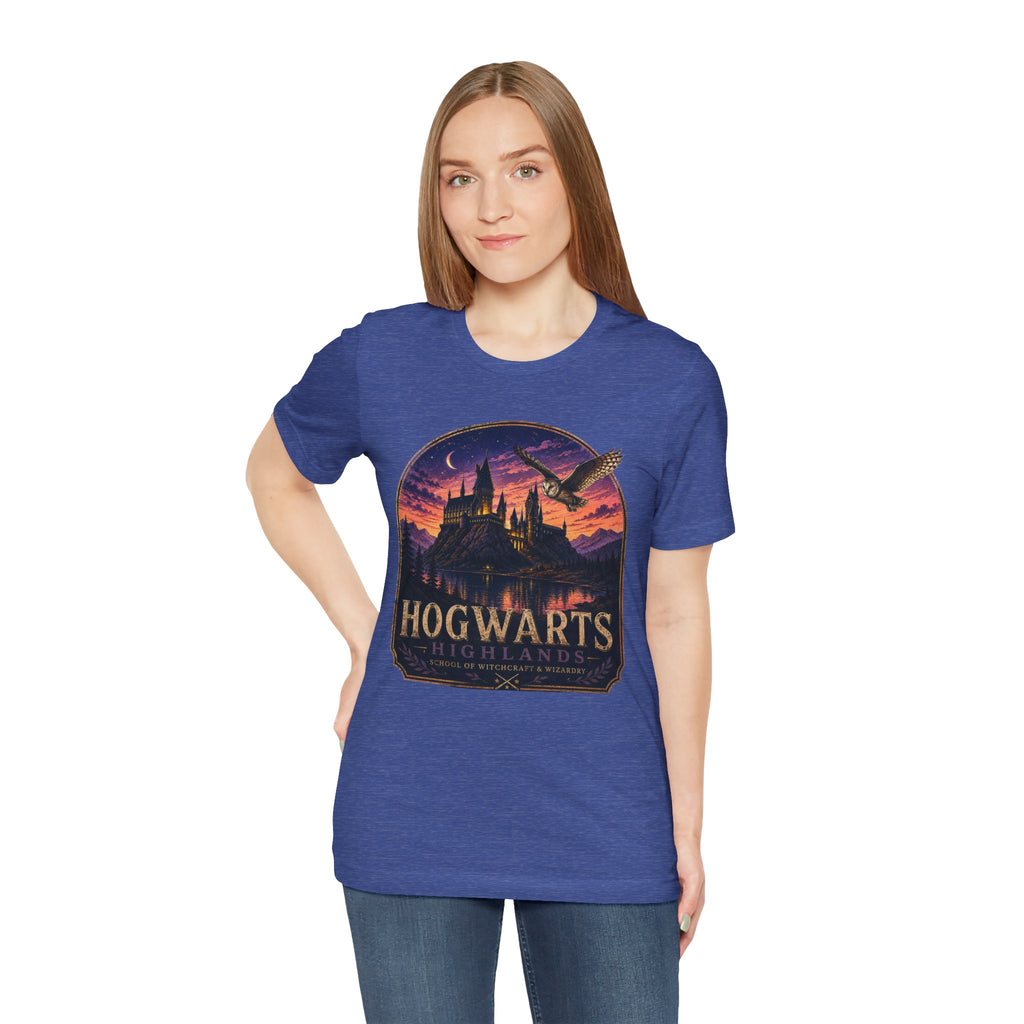 Hogwarts Highlands Graphic Tee — Sunset Castle Illustration T‑Shirt
