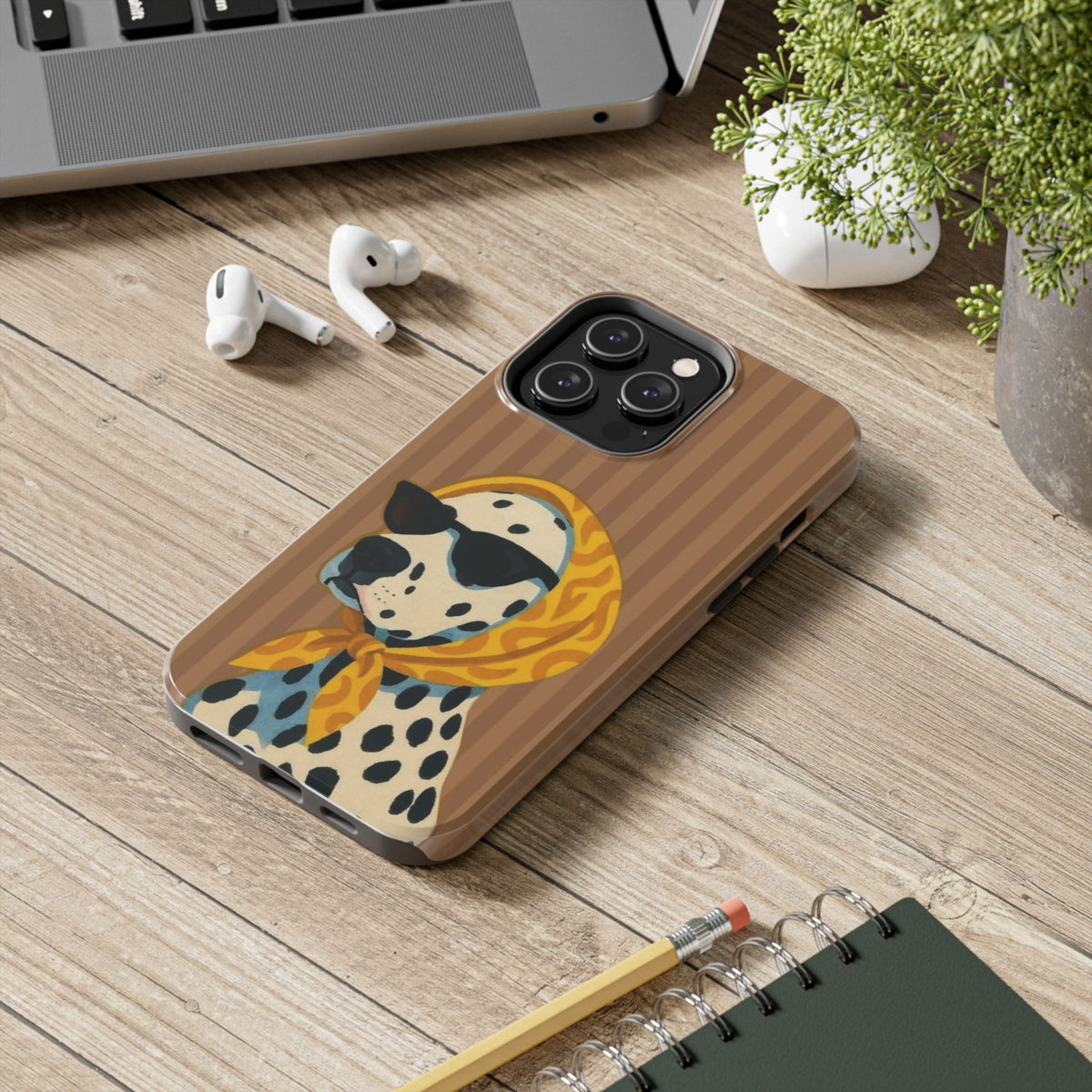 Dalmatian in Scarf Tough Phone Case — Retro Dog Print Protective Cover