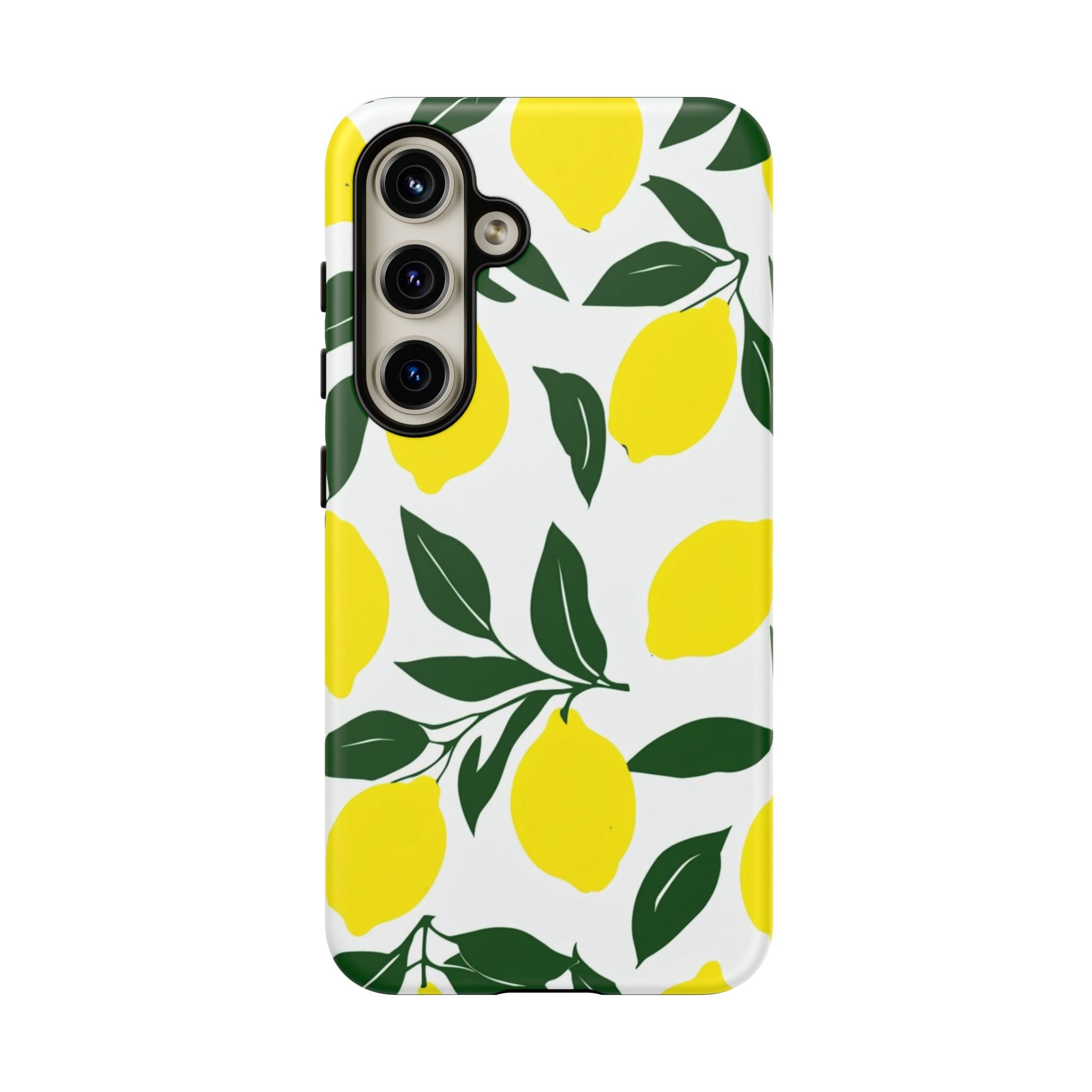 Lemon Pattern Tough Phone Case — Bright Citrus Protective Cover