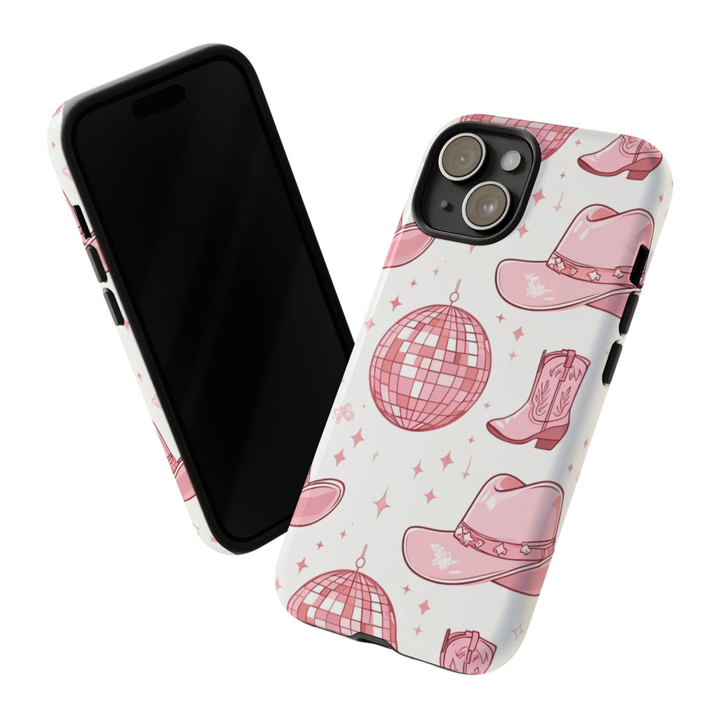 Pink Cowboy Boots & Disco Balls Tough Phone Case