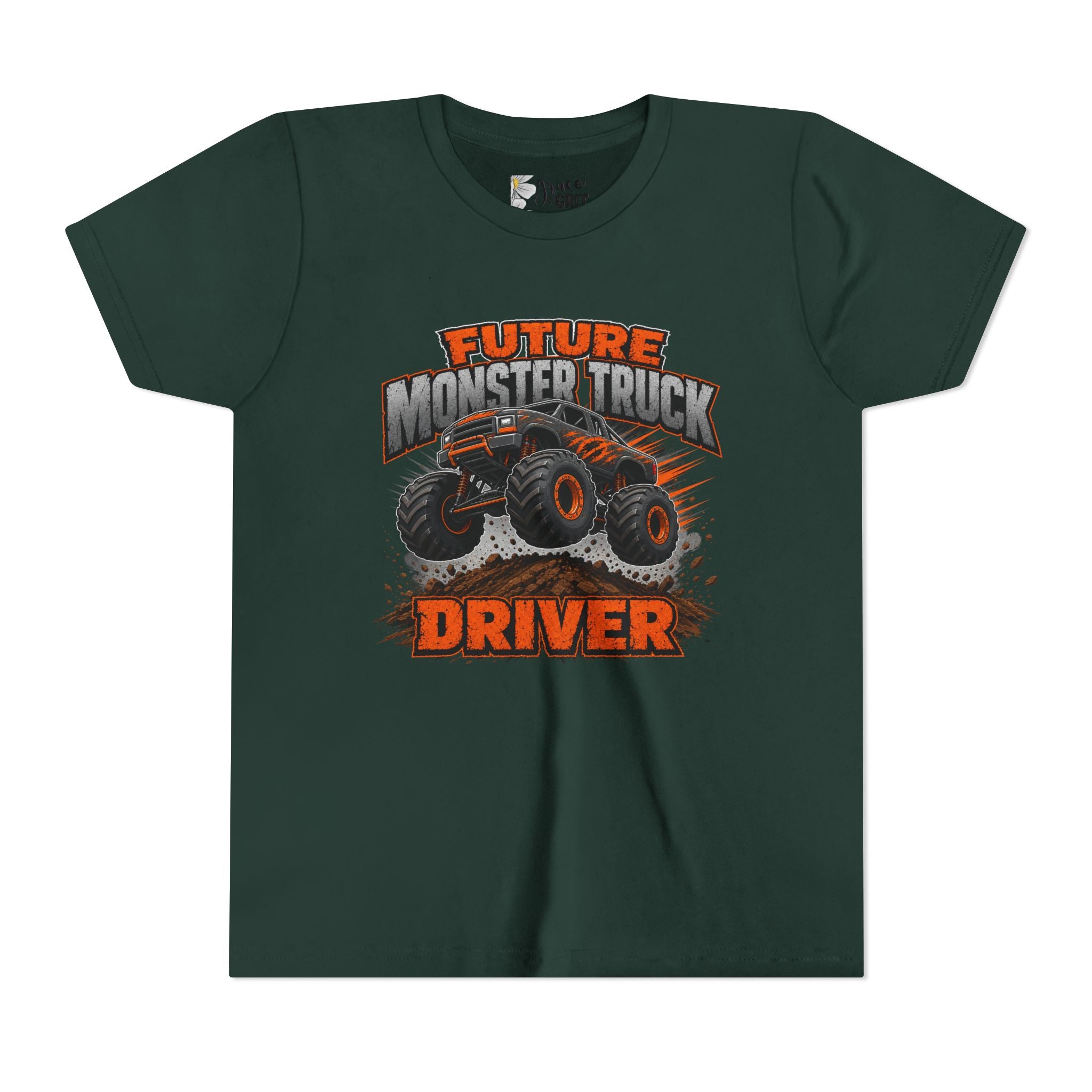 Future Monster Truck Driver Youth Tee — Kids Graphic Truck Shirt for Little Fans