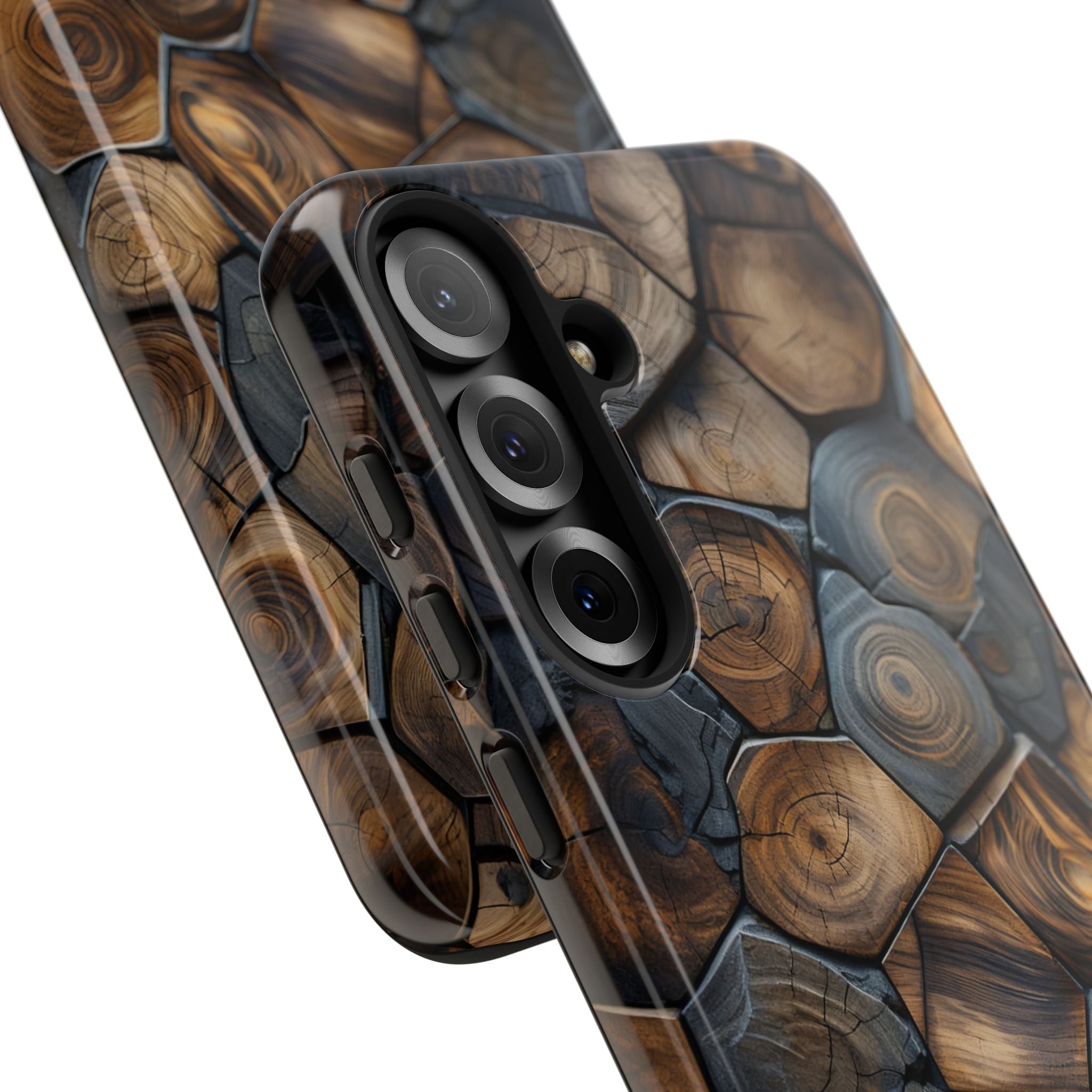 Wood Grain Hex Phone Case — Rustic Geometric iPhone Protection
