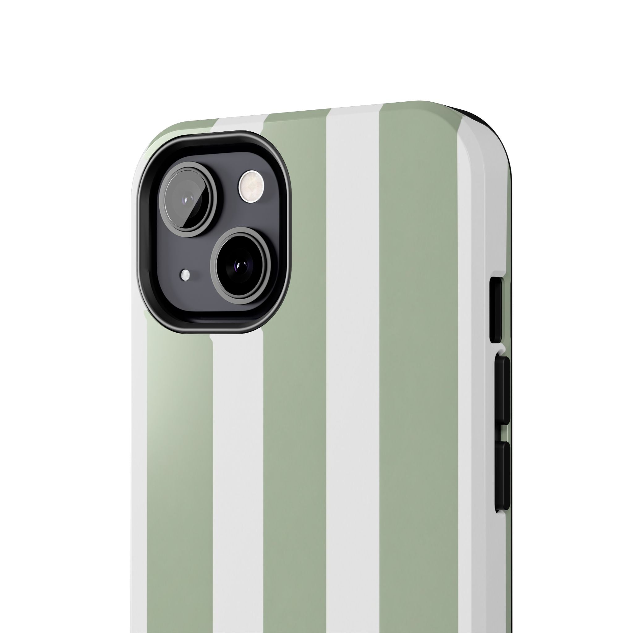 Sage & White Striped Tough Phone Case — Durable Protective Phone Cover