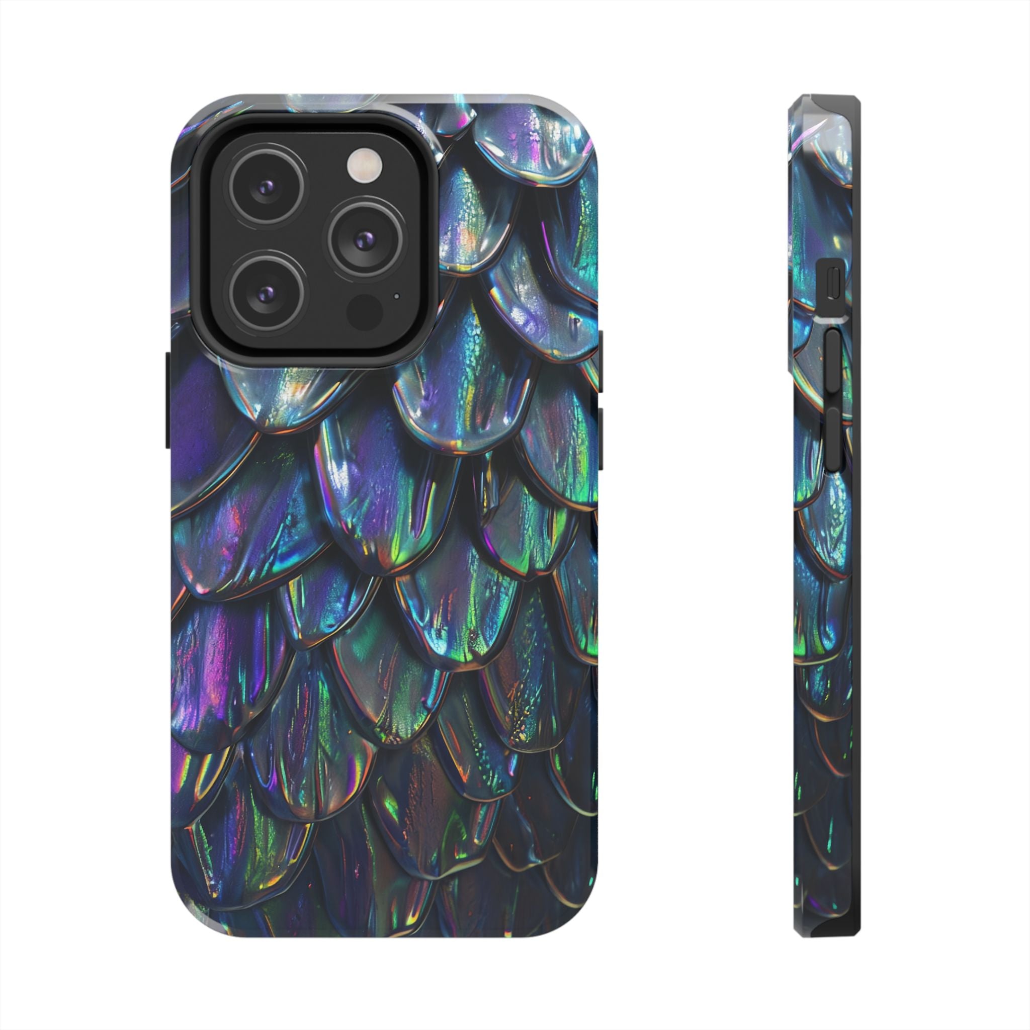 Holographic Mermaid Scale Tough Phone Case — Iridescent Protective Phone Cover