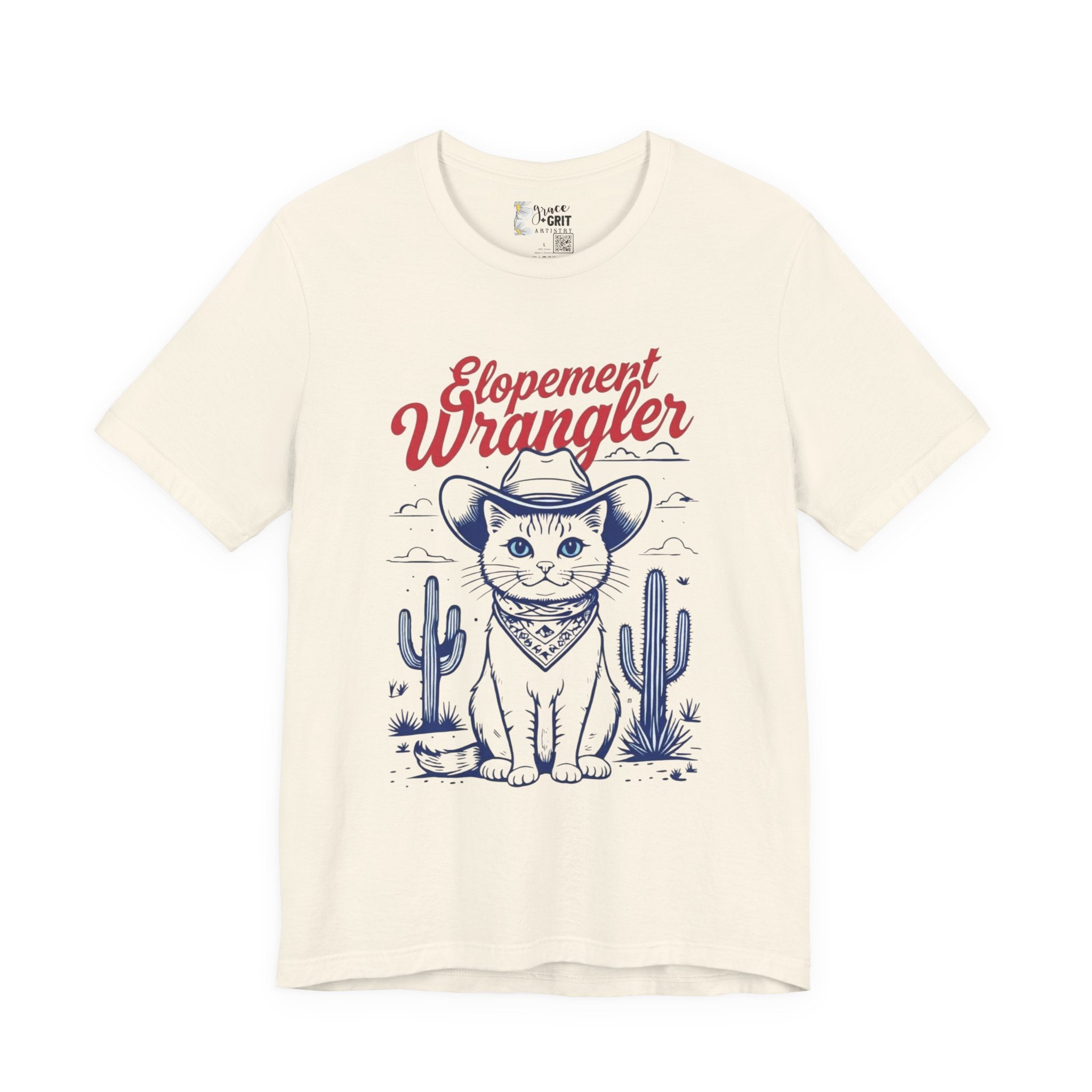 Elopement Wrangler Cat Tee | Cowboy Hat Cactus Desert Cat Illustration