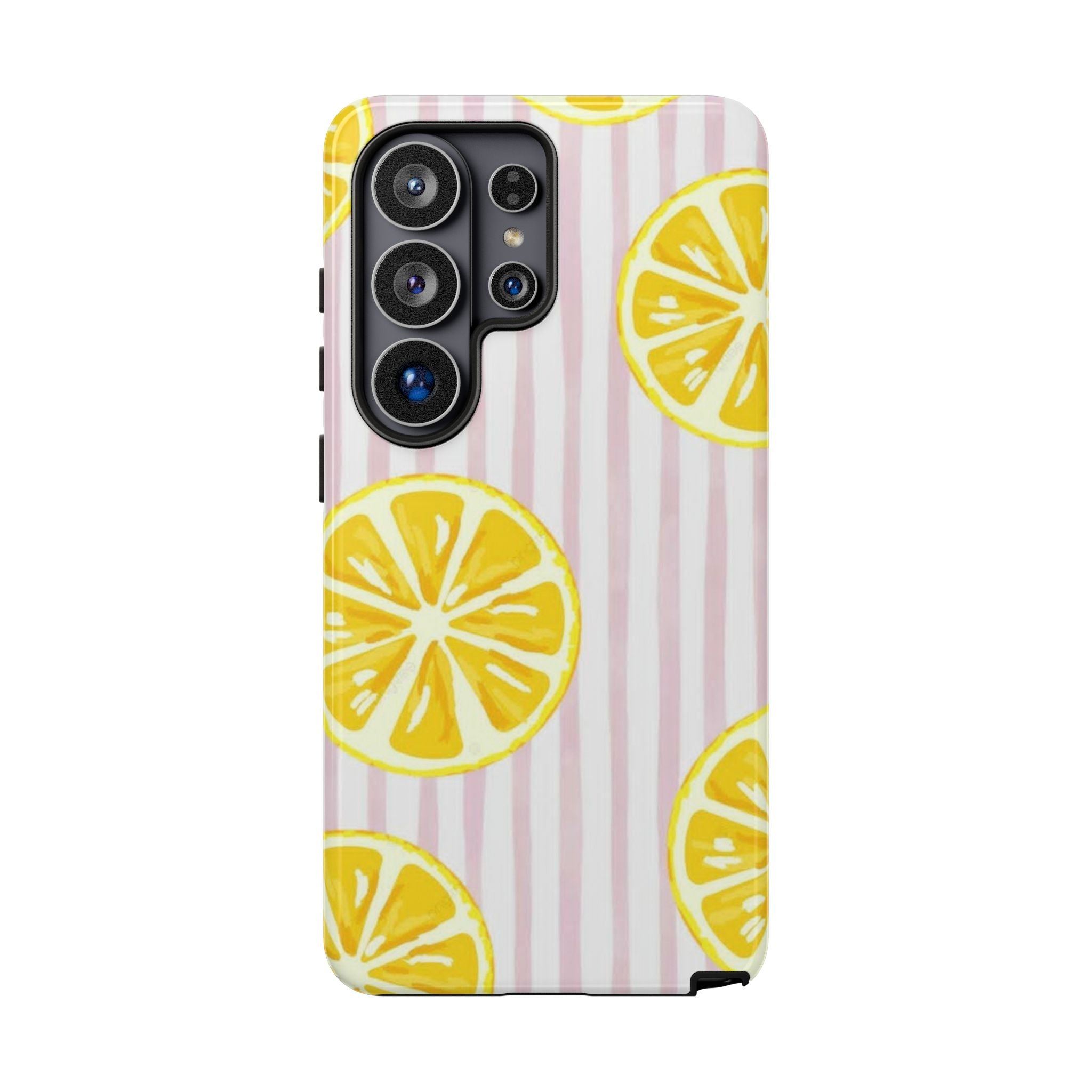 Lemon Slices Tough Case — Cute Pink Stripe Phone Cover