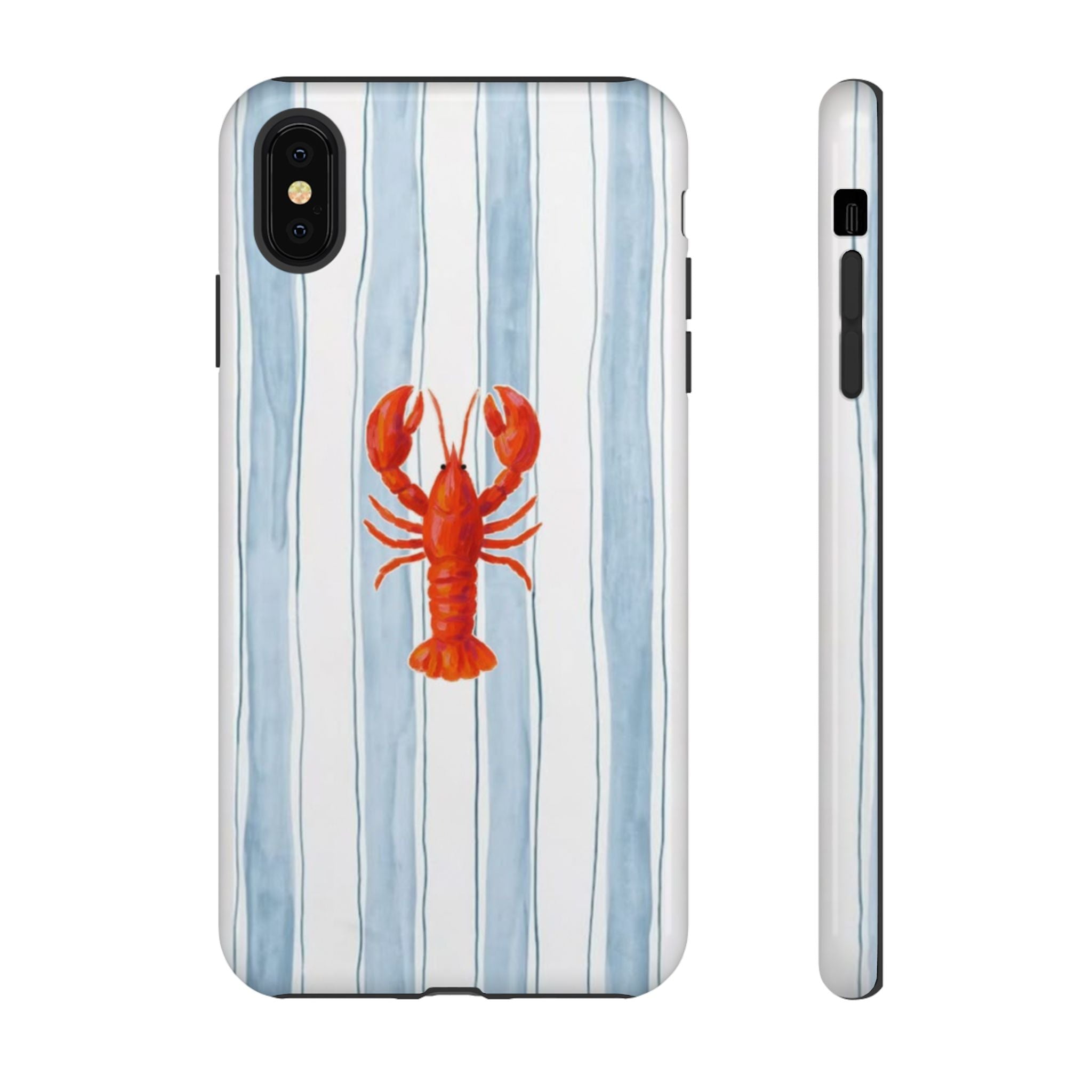 Lobster Stripe Phone Case — Nautical Blue & White Protective Cover