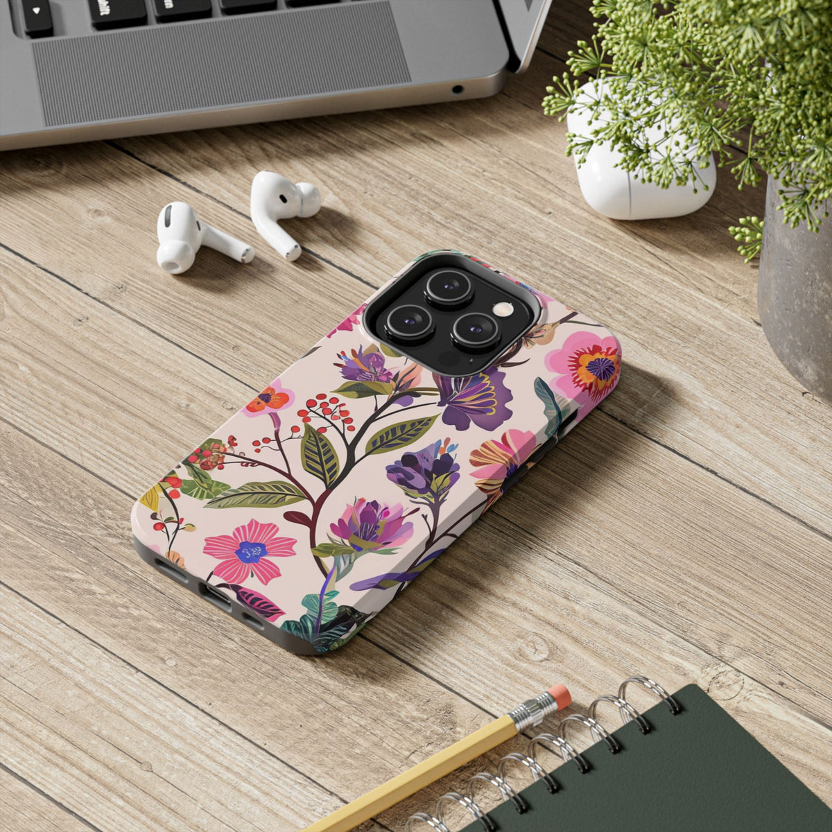 Floral Tough Phone Case – Colorful Botanical Flower Design