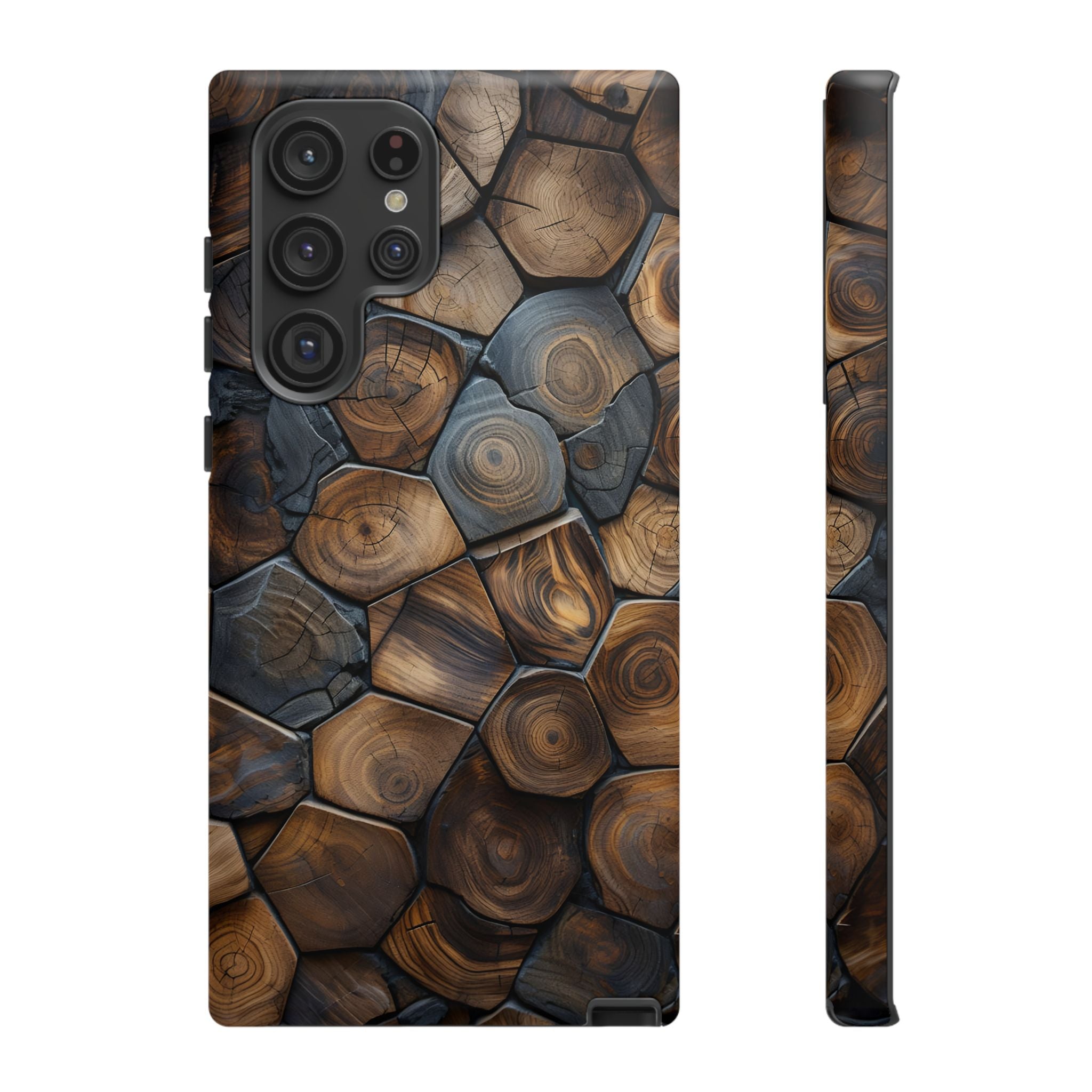 Wood Grain Hex Phone Case — Rustic Geometric iPhone Protection