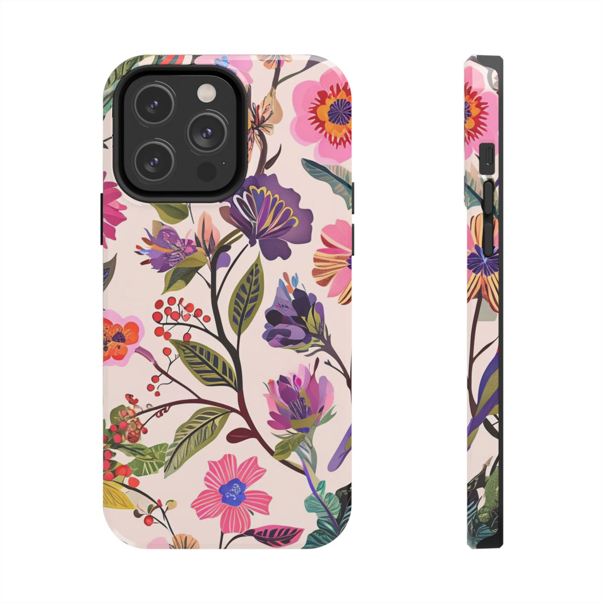 Floral Tough Phone Case – Colorful Botanical Flower Design