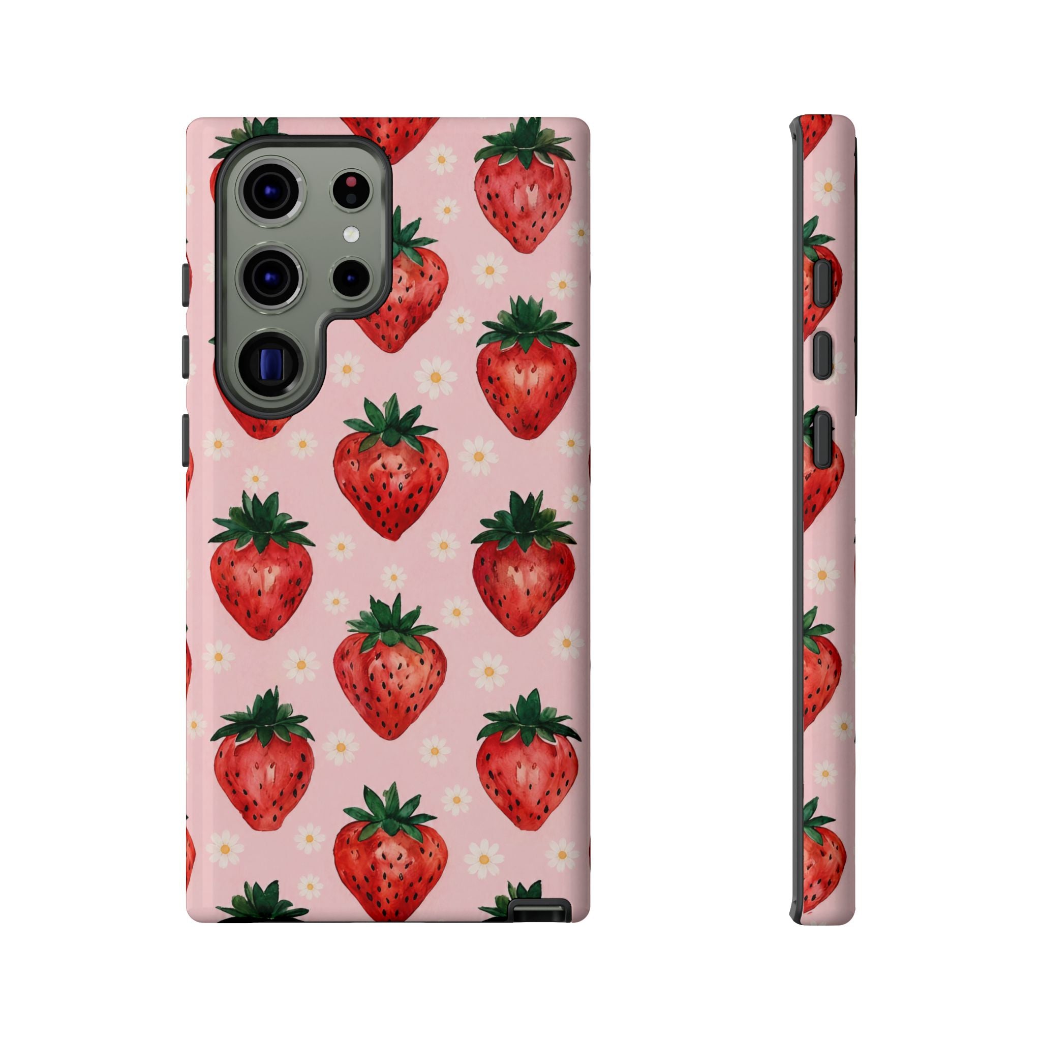 Strawberry Pattern Tough Case — Cute Pink Fruit Phone Case