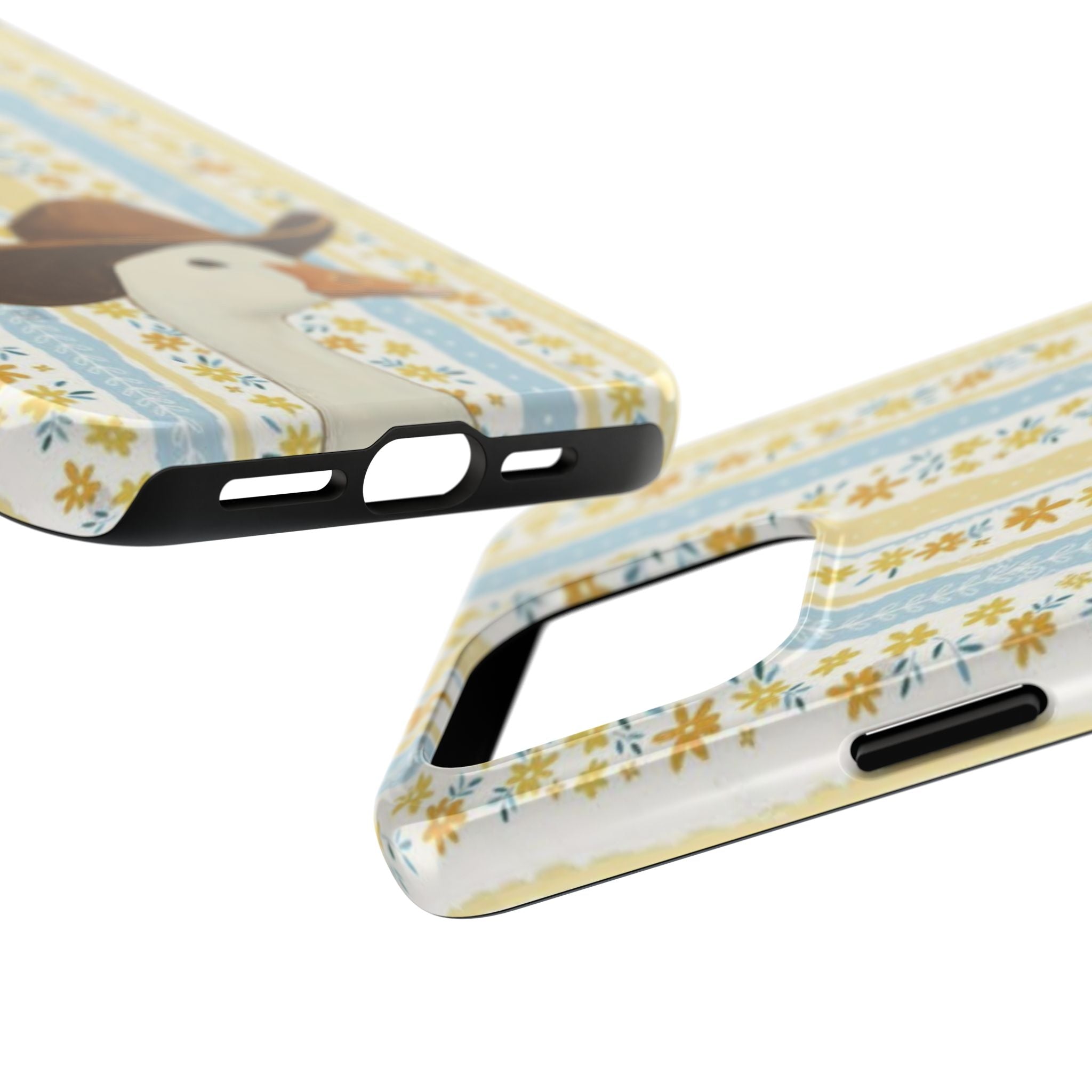 Cowboy Goose Tough Phone Case — Cute Farm Animal iPhone Case with Floral Stripes