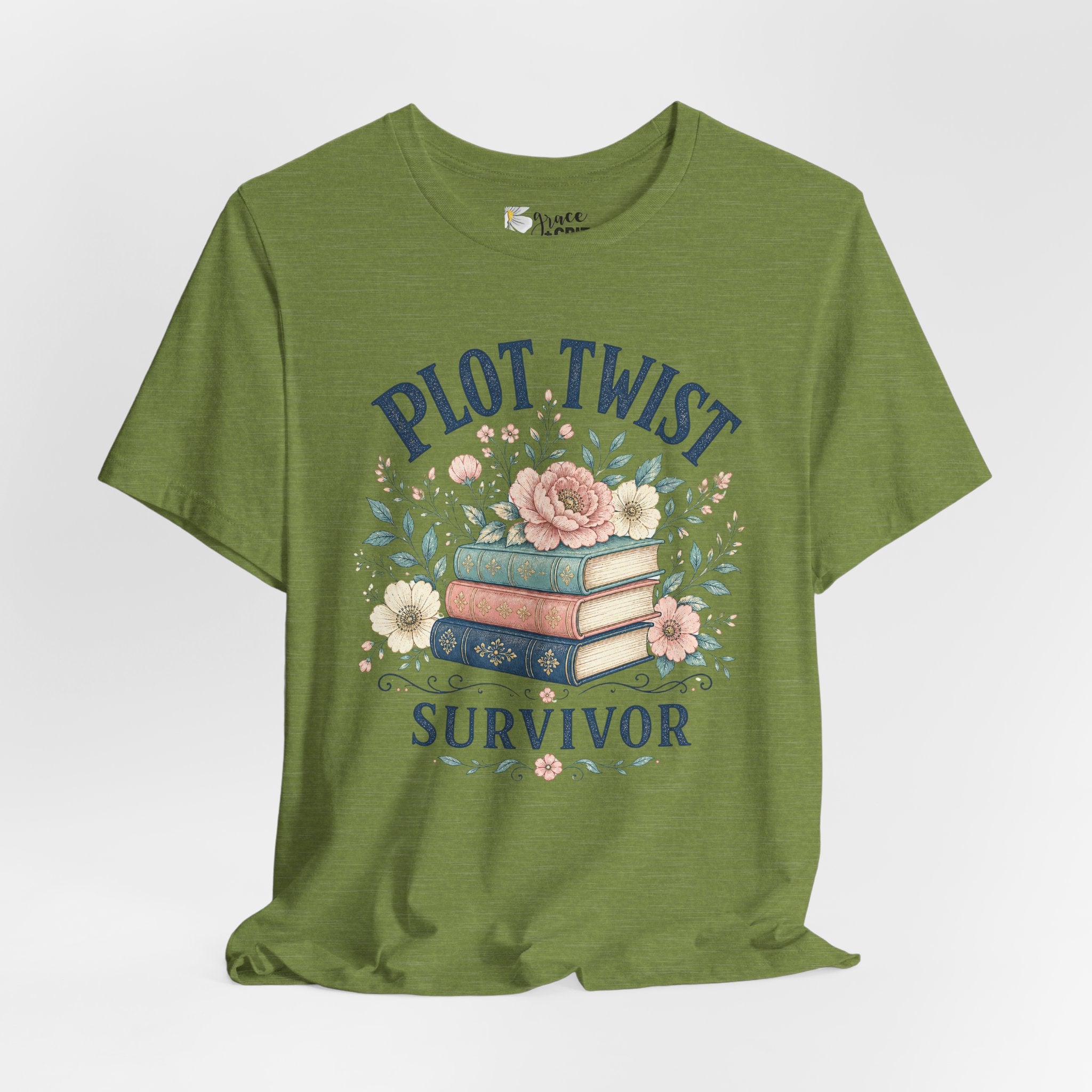 Plot Twist Survivor Tee — Floral Books Graphic T-Shirt for Book Lovers