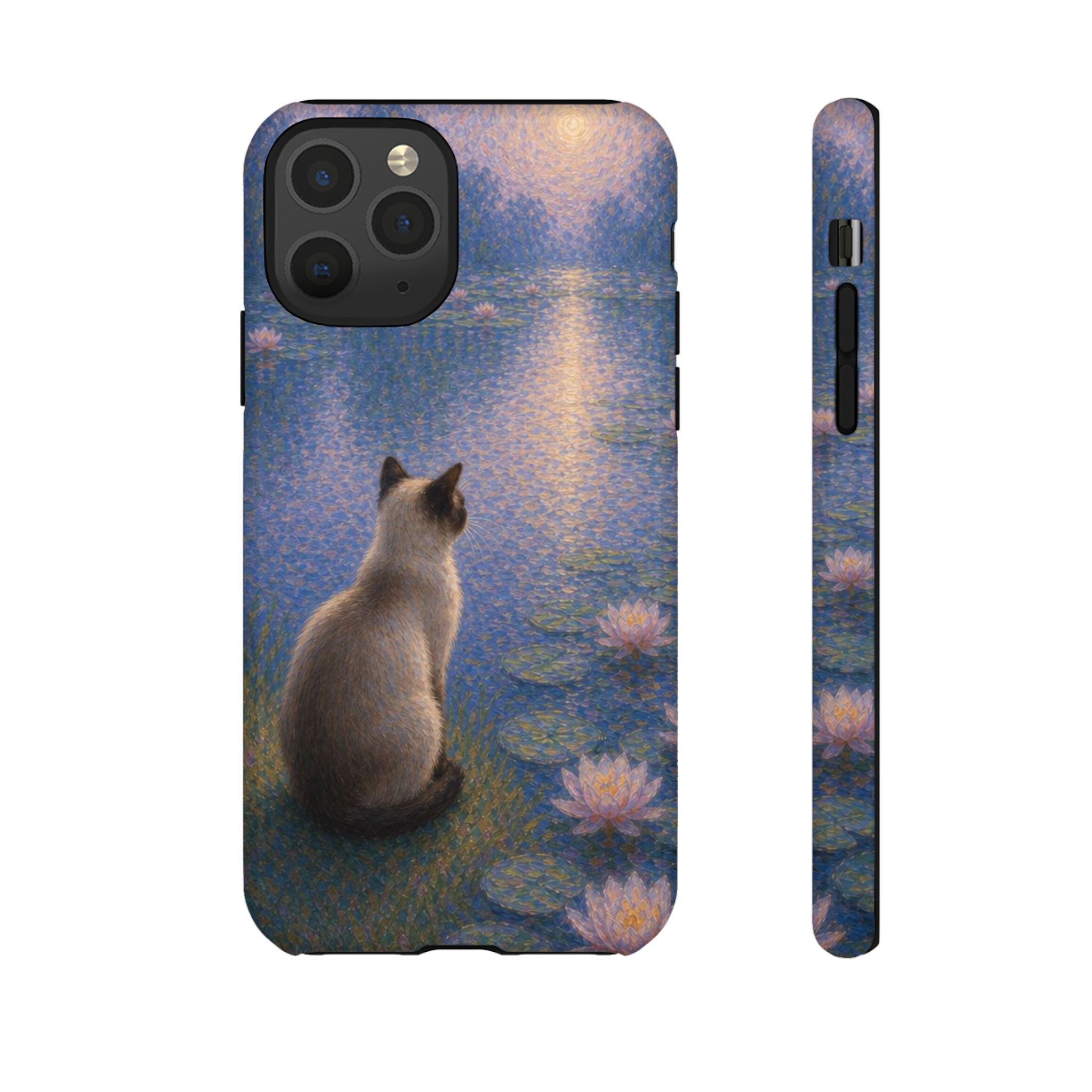 Cat Moonlight Phone Case — Serene Siamese by Lily Pond