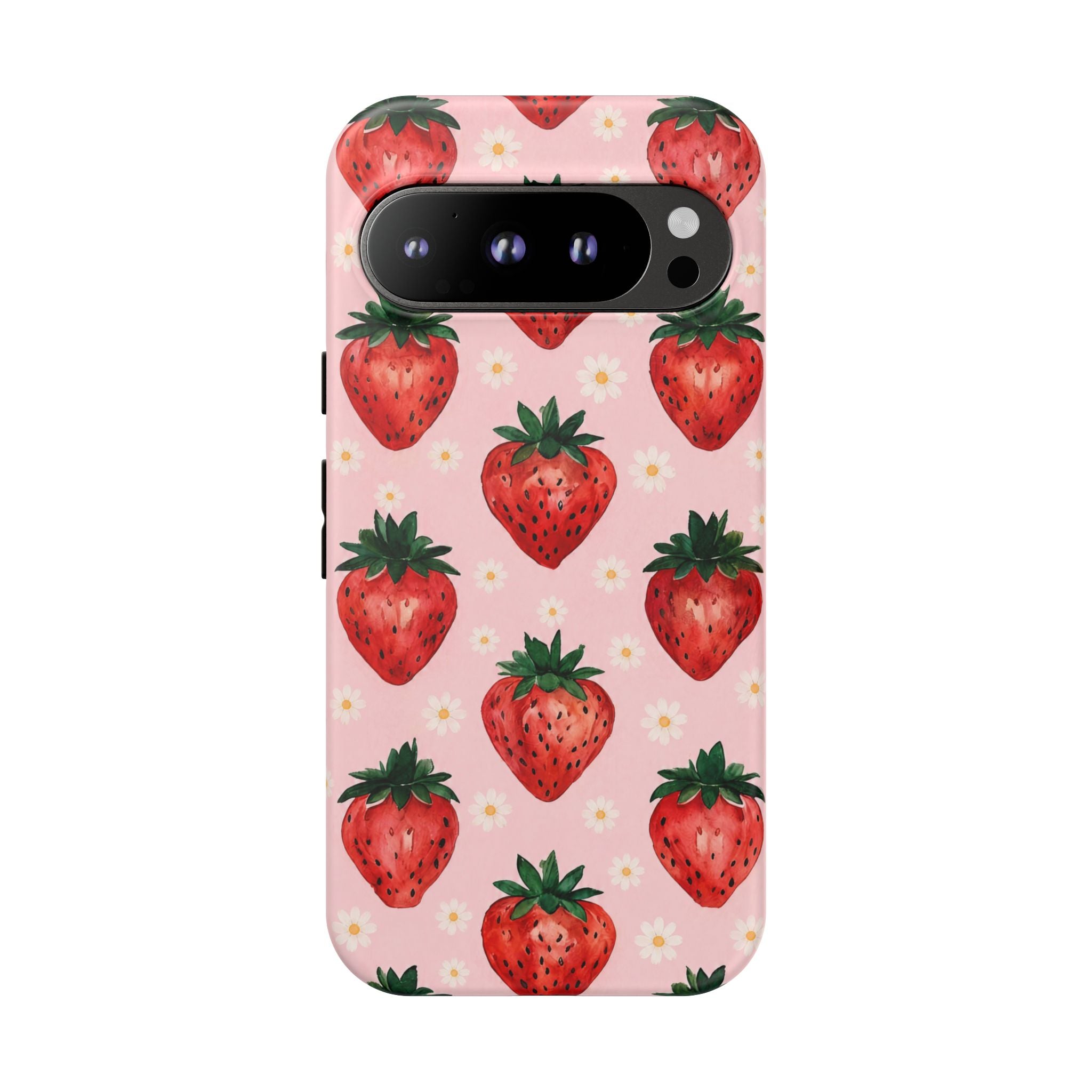 Strawberry Pattern Tough Case — Cute Pink Fruit Phone Case