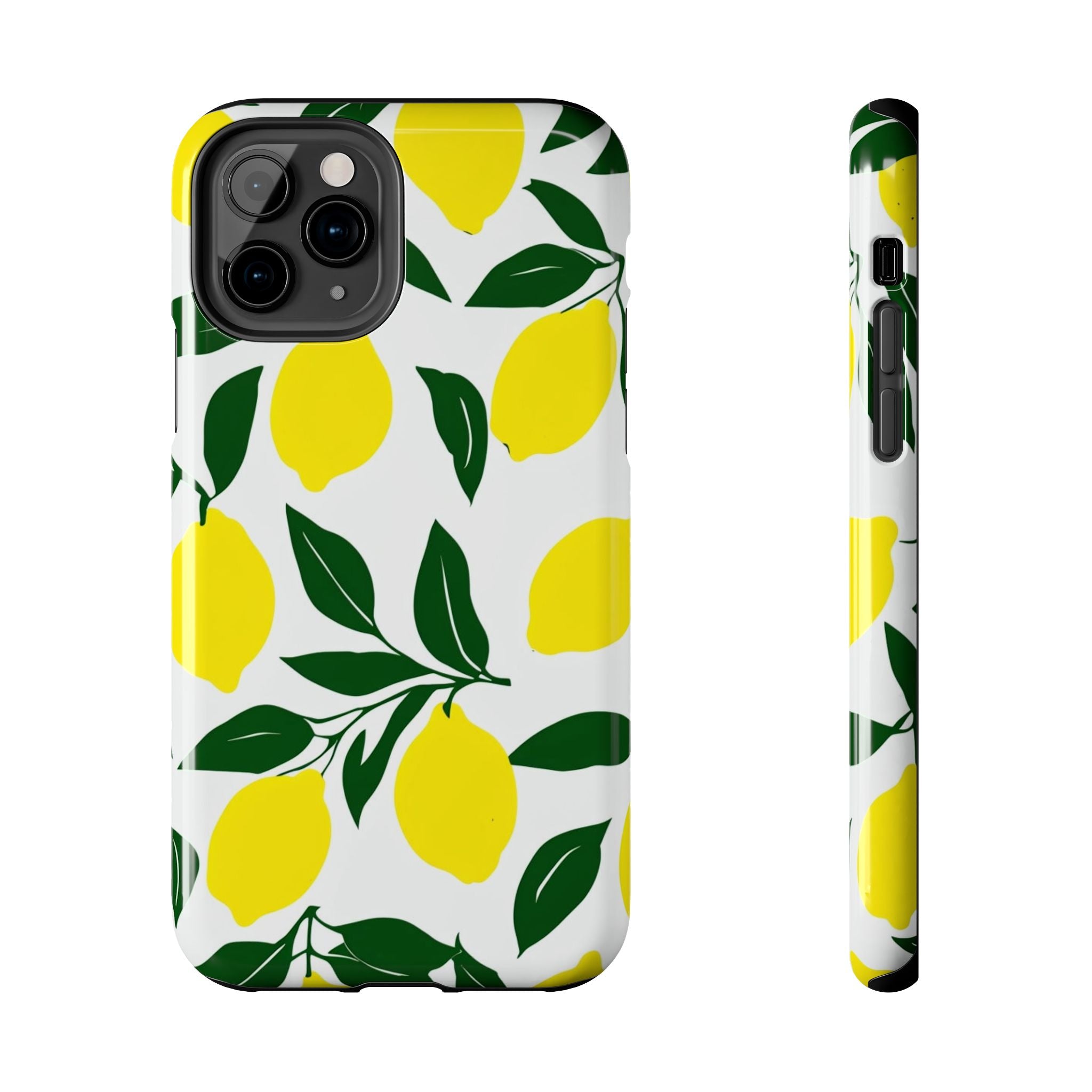 Lemon Pattern Tough Phone Case — Bright Citrus Protective Phone Cover
