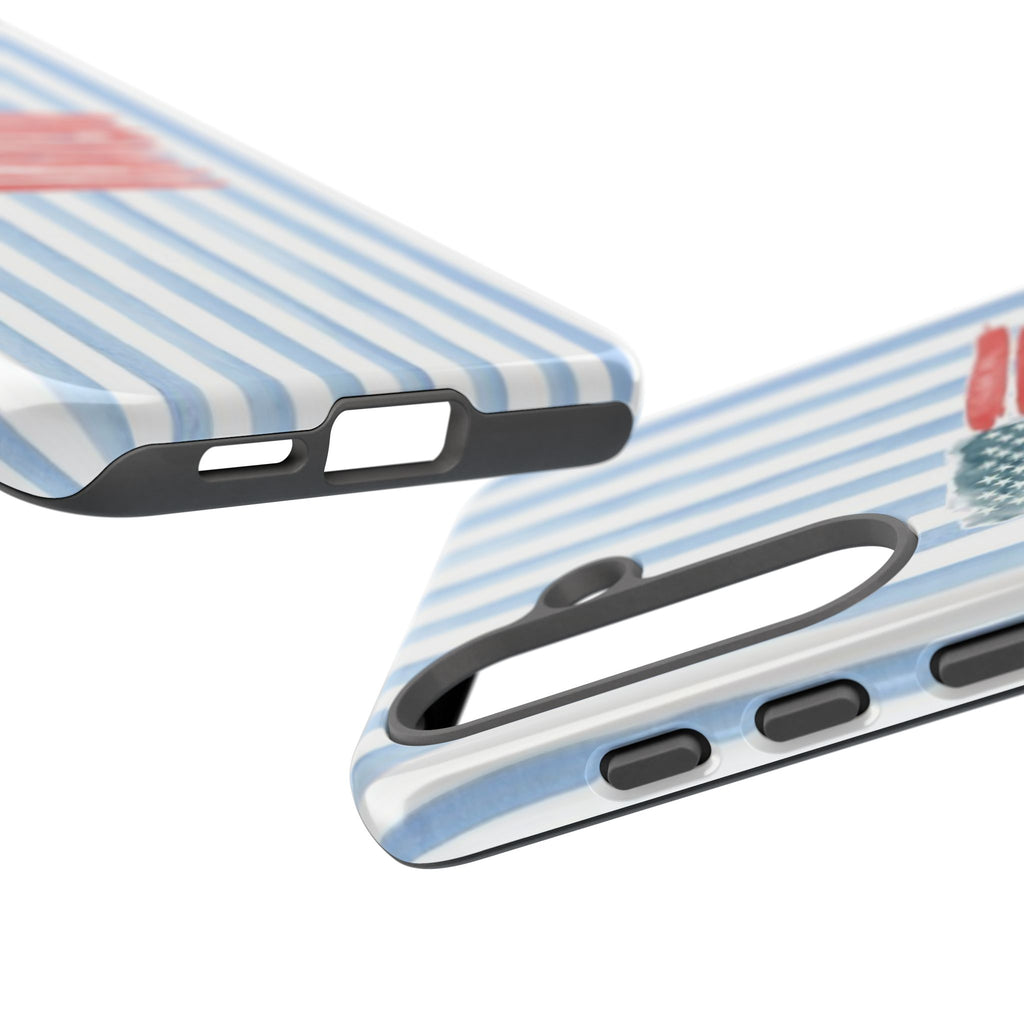 American Flag Watercolor Phone Case - Blue Stripe Tough Case