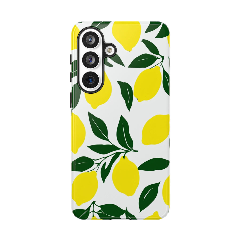 Lemon Pattern Tough Phone Case — Bright Citrus Protective Cover