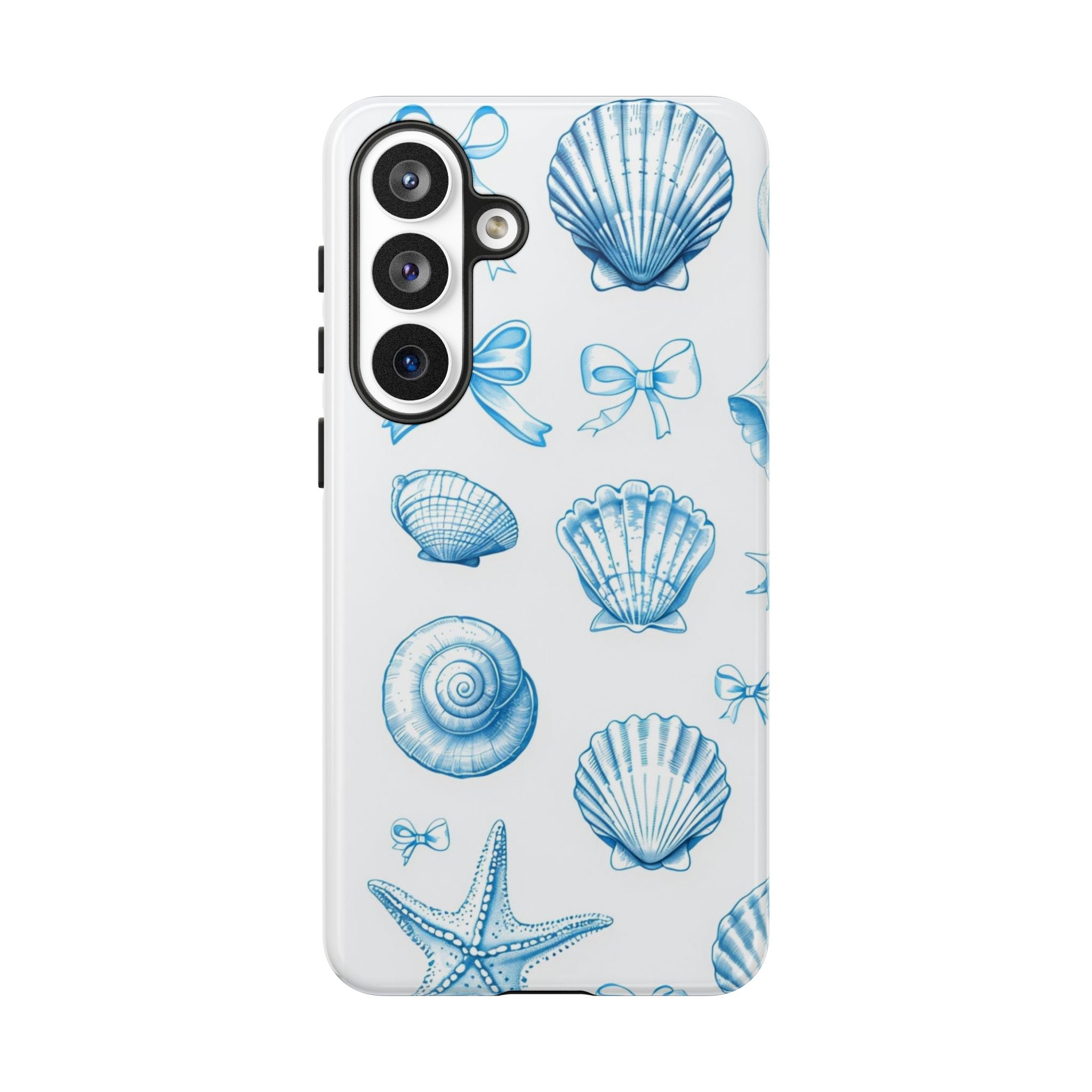 Seaside Shells Phone Case — Blue Nautical Shell & Starfish Pattern