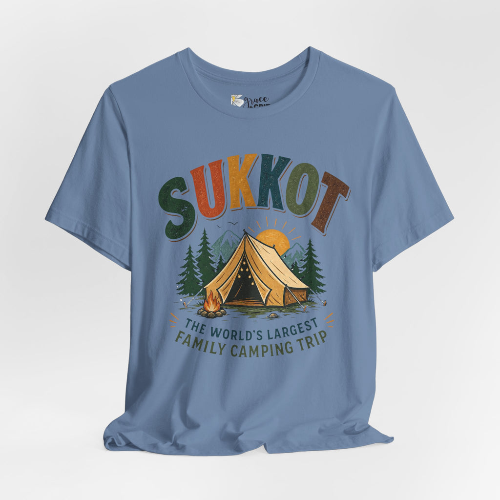 Sukkot Camping T-Shirt — "Sukkot: The World's Largest Family Camping Trip"