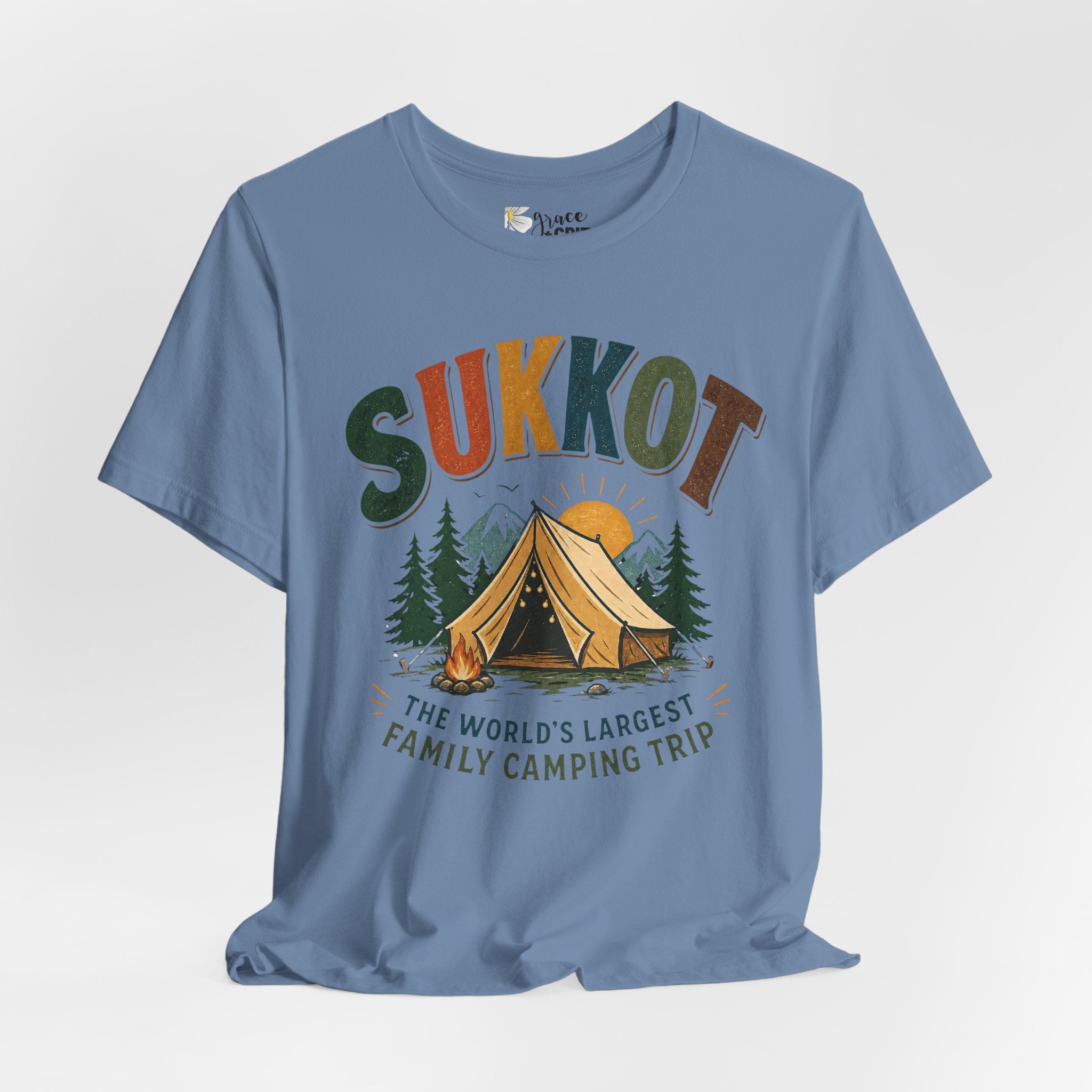Sukkot Camping T-Shirt — "Sukkot: The World's Largest Family Camping Trip"