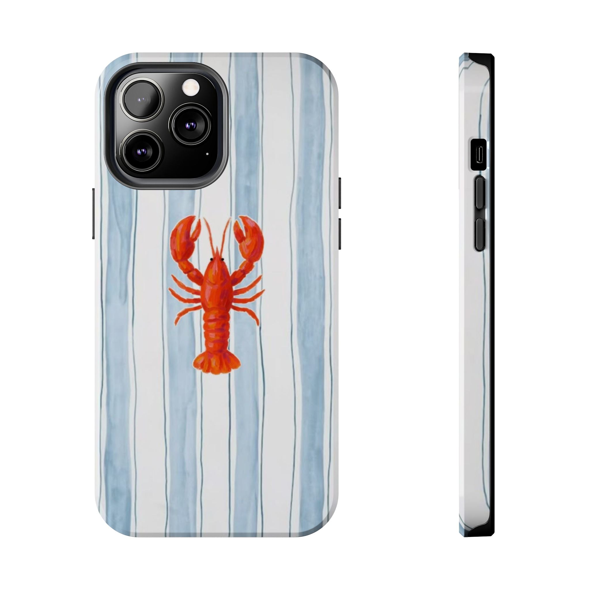 Lobster Stripe Tough Phone Case — Coastal Nautical Protective Cover