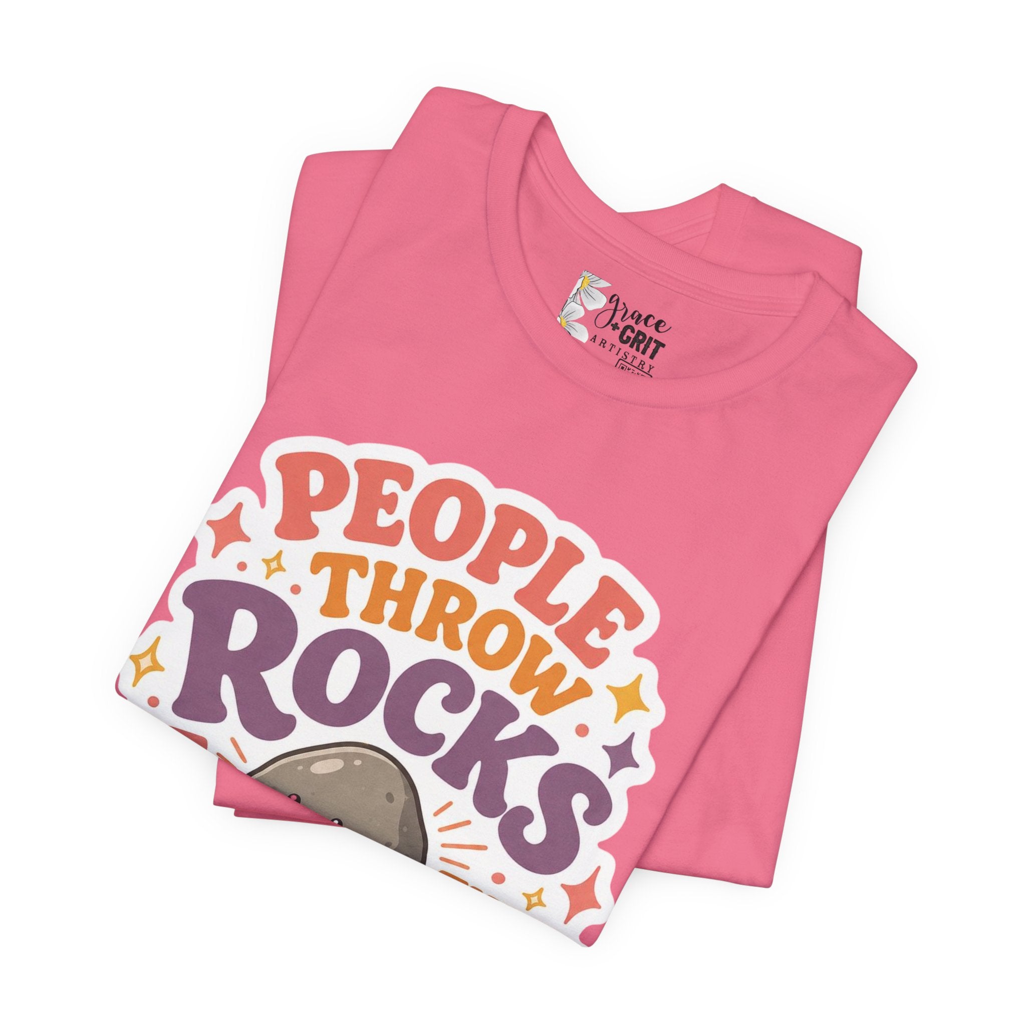 People Throw Rocks at Things That Shine T-Shirt | Cute Rock Illustration