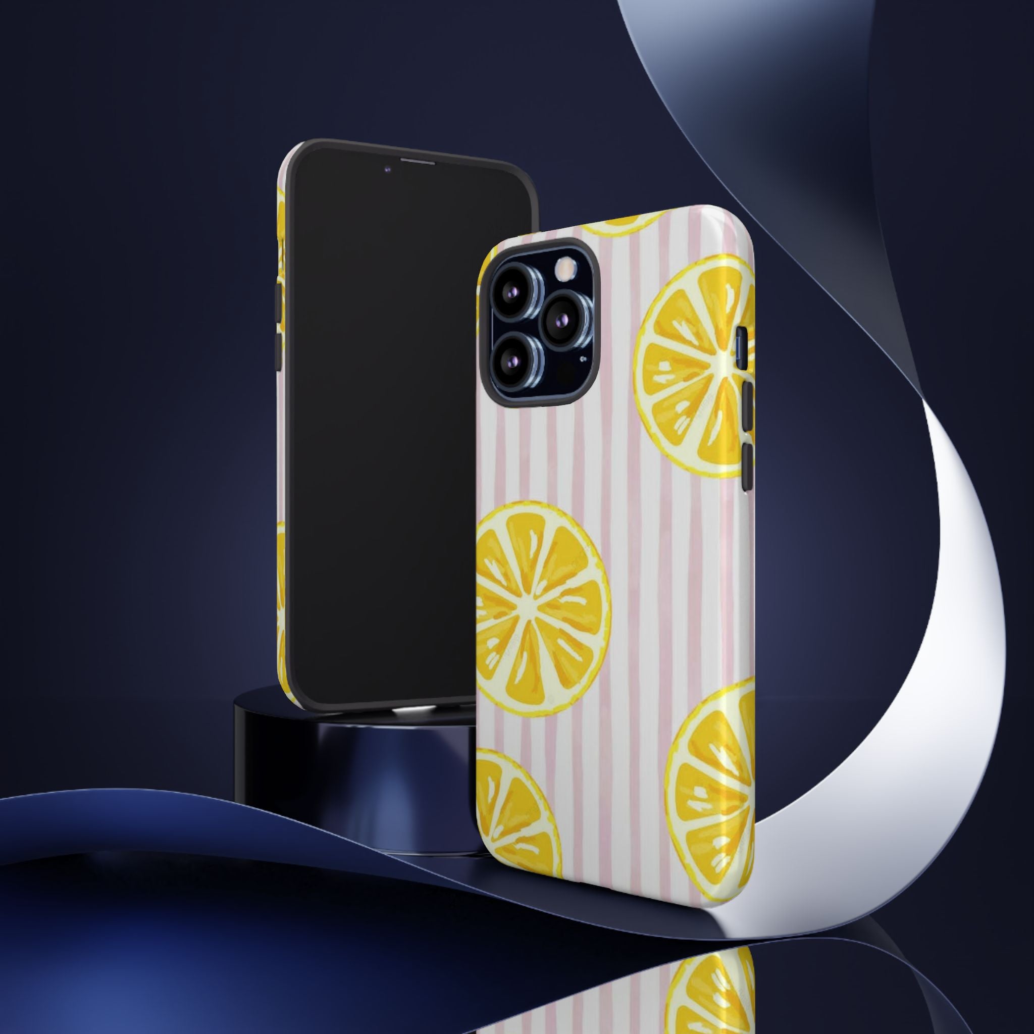 Lemon Slices Tough Case — Cute Pink Stripe Phone Cover