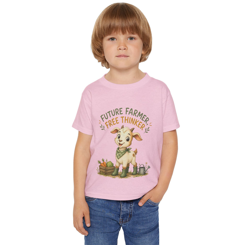 Future Farmer Toddler T-Shirt — Cute Goat "Future Farmer, Free Thinker" Kids Tee